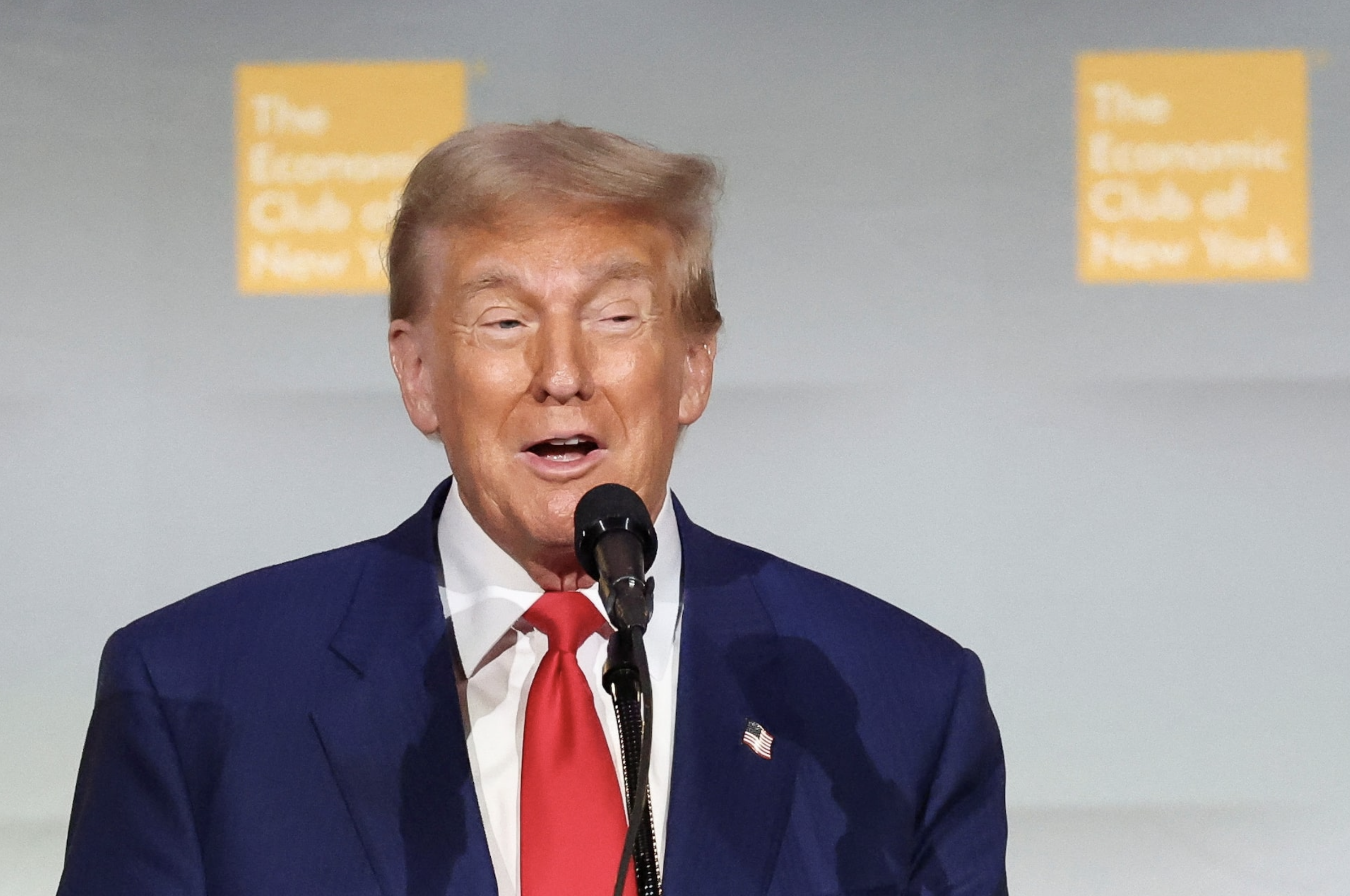 Republican presidential nominee and former U.S. President Donald Trump speaks at the Economic Club of New York in New York City, U.S. September 5, 2024. Photo: Reuters