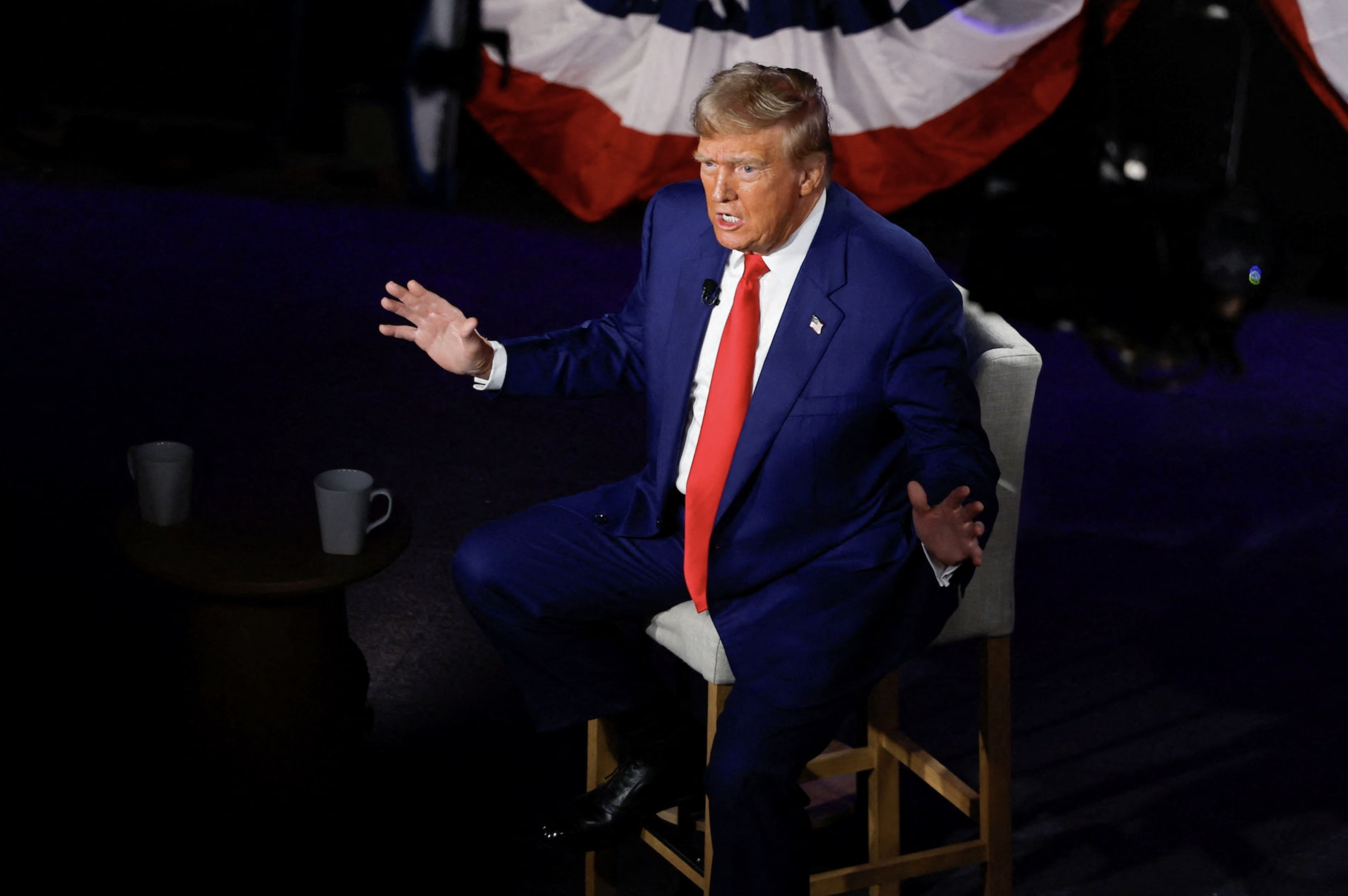 Republican presidential nominee and former U.S. President Donald Trump speaks during a Fox News town hall hosted by Sean Hannity in Harrisburg, Pennsylvania, U.S. September 4, 2024. Photo: Reuters