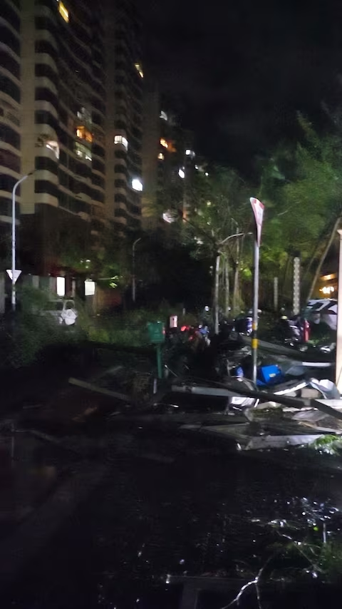 View of damage in the aftermath of Super Typhoon Yagi in Haikou, Hainan, China September 7, 2024 in this screengrab obtained from a social media video. Photo: Reuters