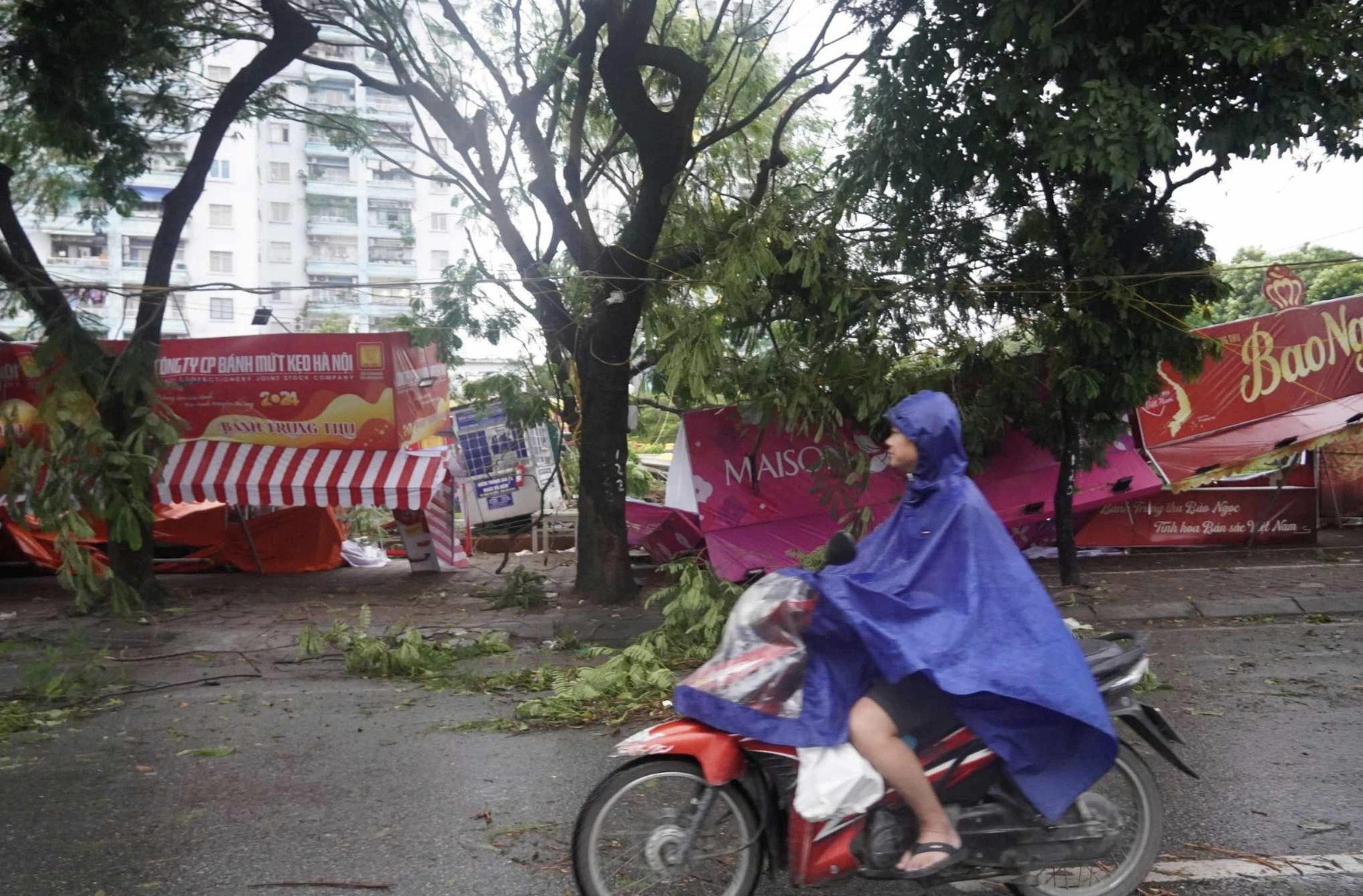 Many mooncake makeshift stores along several streets in Hanoi collapse. Photo: Ngoc An / Tuoi Tre