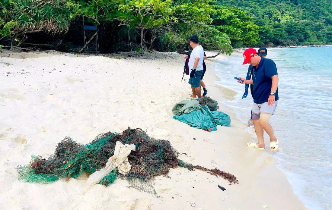 Torn fishing nets on a beach on Con Dao Island, Ba Ria - Vung Tau Province. Photo: Supplied