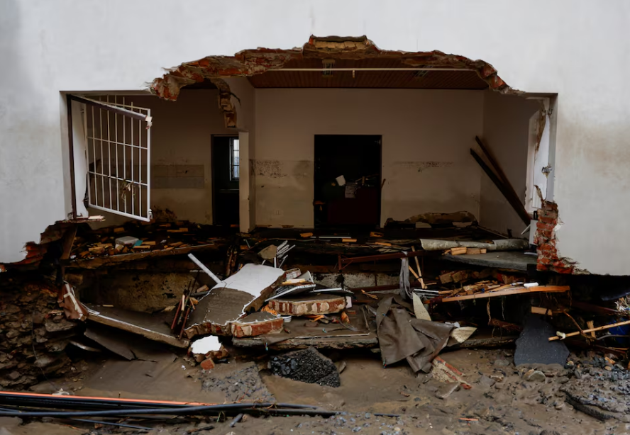 A view of debris at a damaged building, in the aftermath of flooding following heavy rainfalls, in Jesenik, Czech Republic, September 16. Photo: Reuters