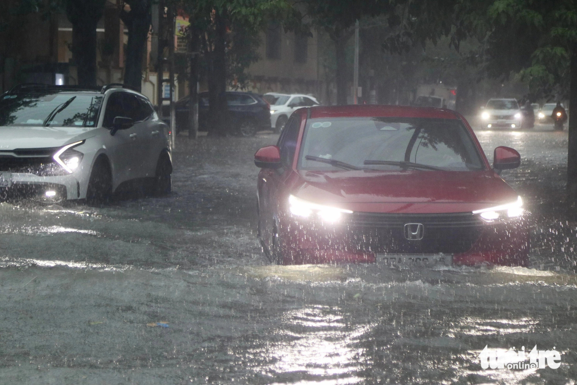 Despite infrastructure upgrades, many streets in Vinh City, Nghe An Province, north-central Vietnam, remain deeply flooded after heavy rainfall, September 23, 2024. Doan Hoa / Tuoi Tre