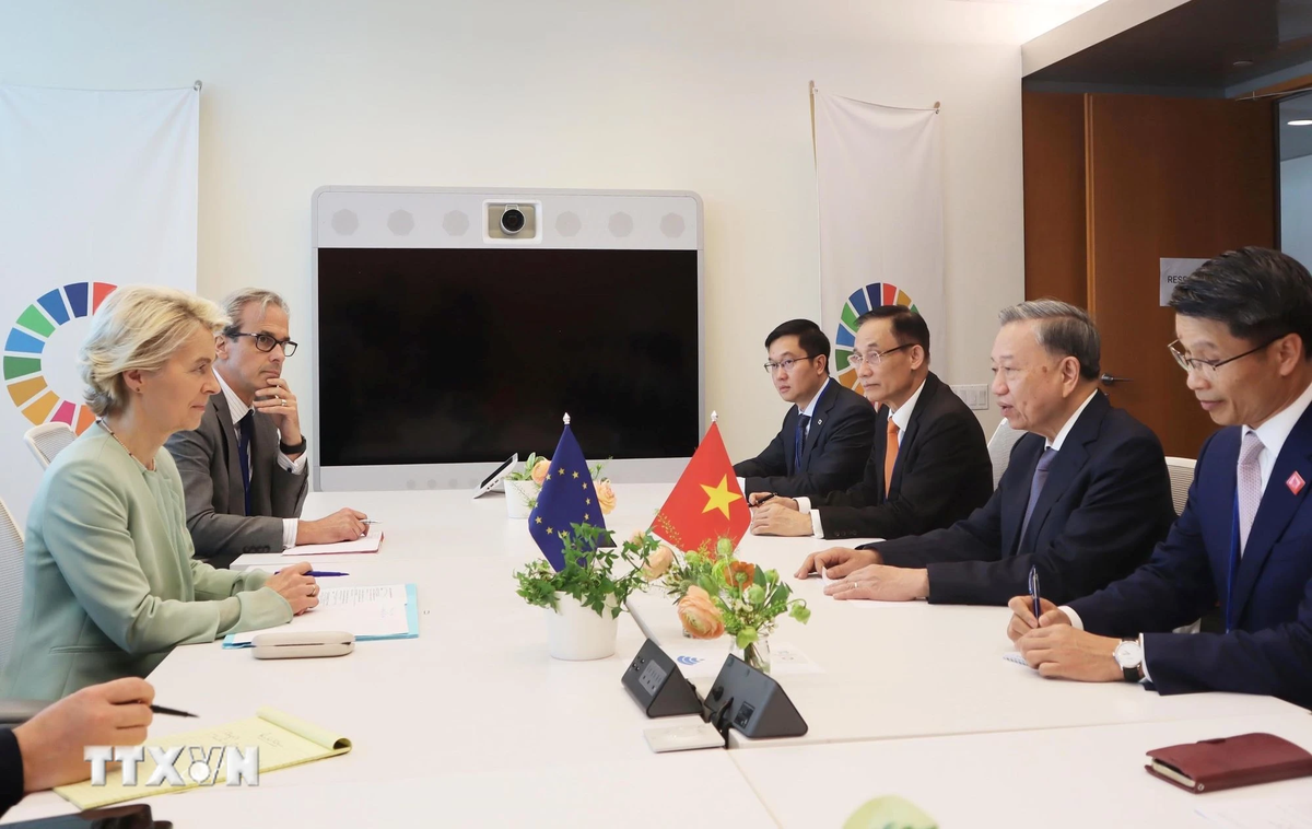 The meeting between Vietnam's Party General Secretary and State President To Lam and President of the European Commission Ursula von der Leyen in New York, September 24, 2024. Photo: Vietnam News Agency