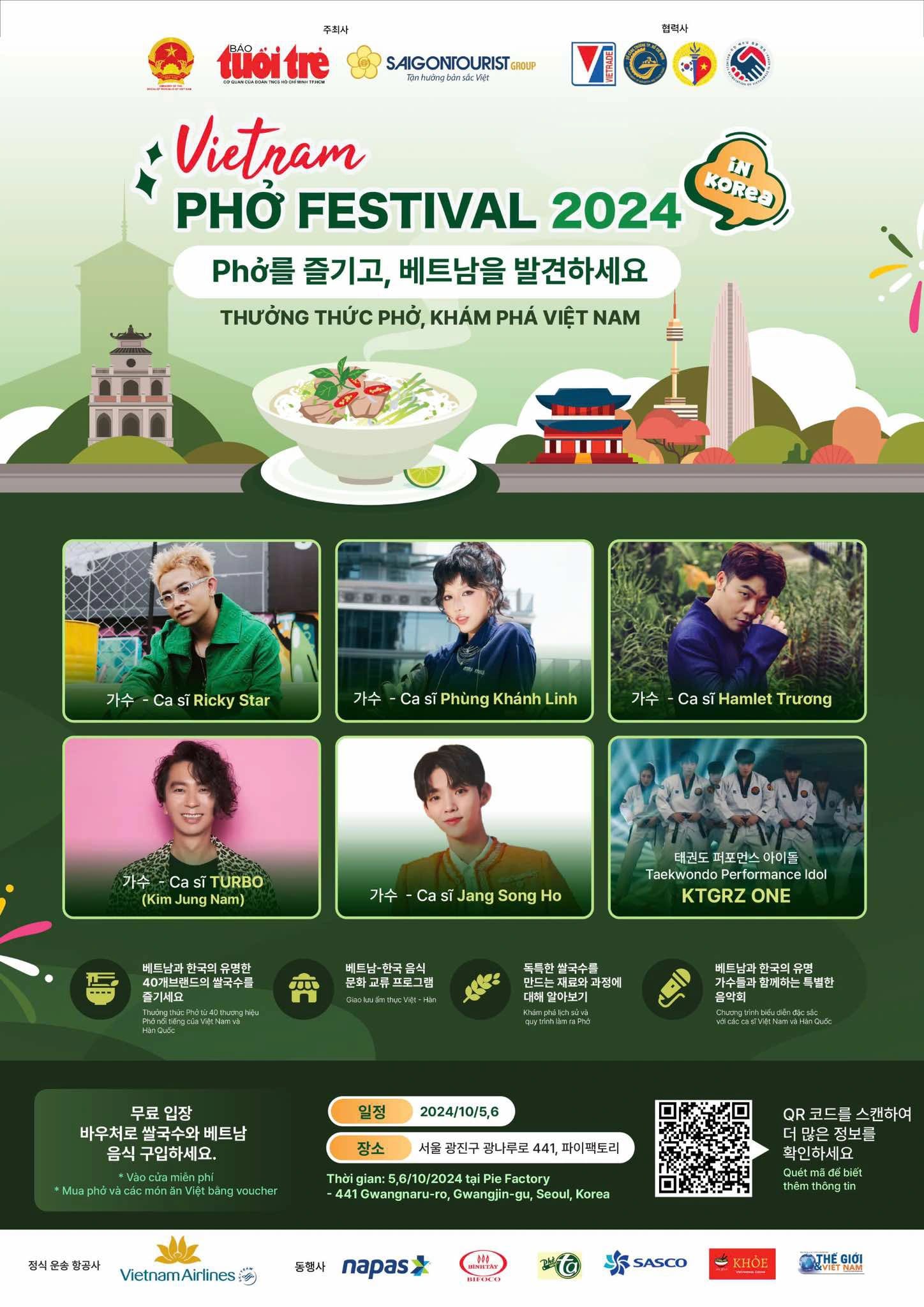 A poster of the Vietnam Phở Festival 2024 shows Vietnamese and Korean artists who will join the event in Seoul.