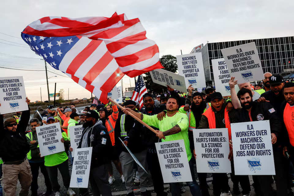 US dockworkers strike, halting half the nation's ocean shipping