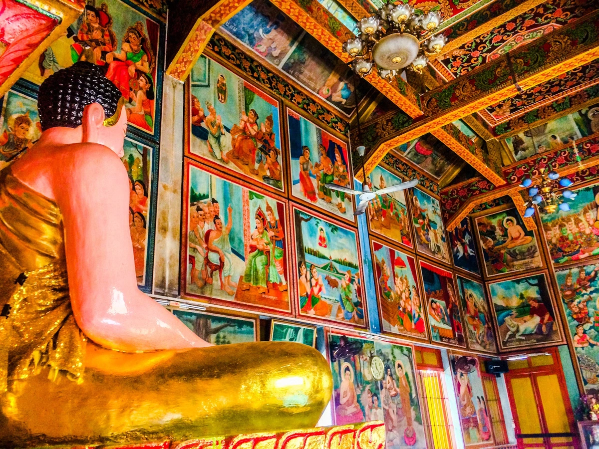 The walls and ceilings of Chantaransey Pagoda in District 3, Ho Chi Minh City are covered in vivid murals. Photo: Lonely Planet