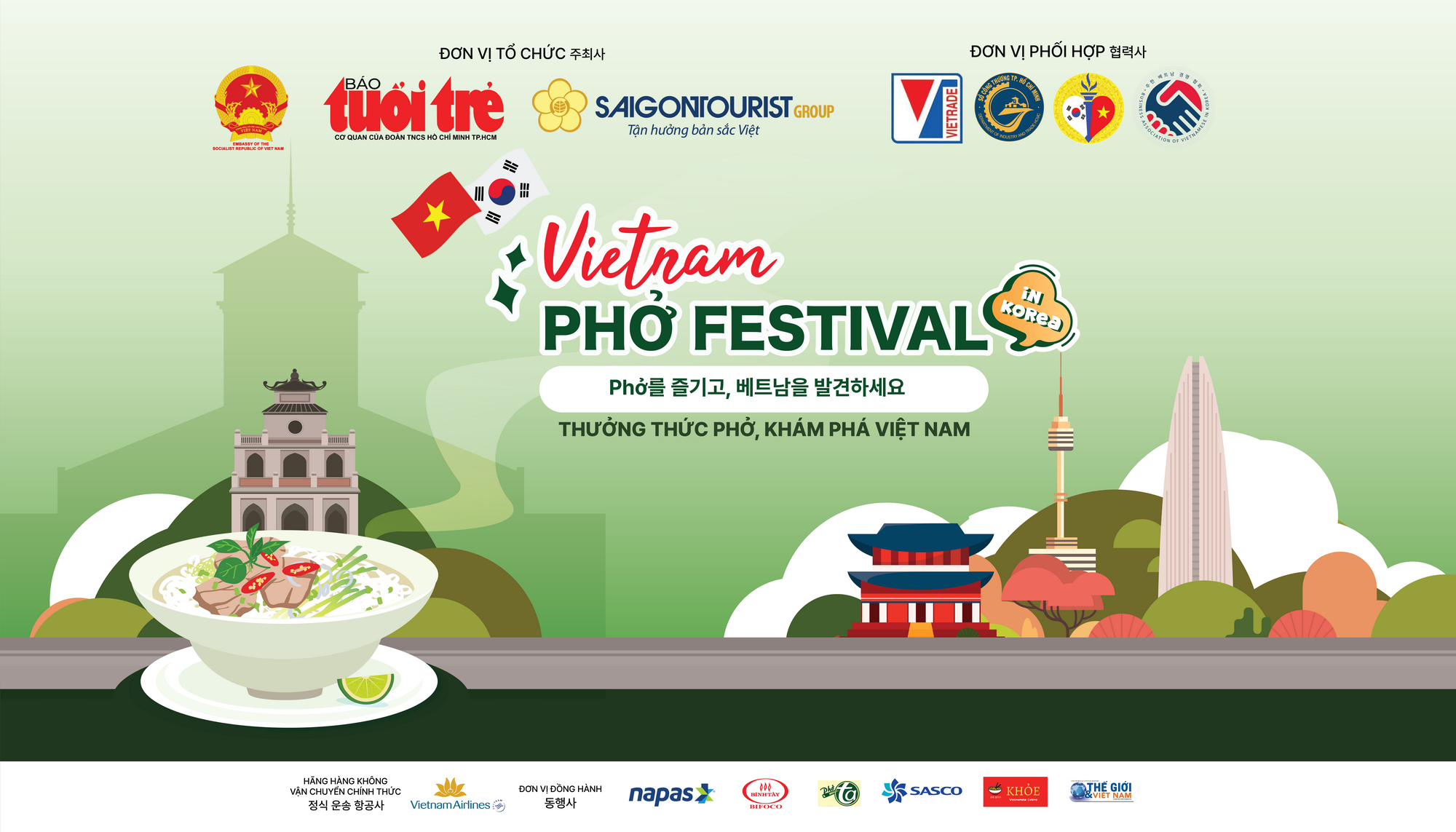 The promotional banner for the Vietnam 'Phở' Festival 2024, taking place in Seoul, South Korea on October 5 to 6, 2024