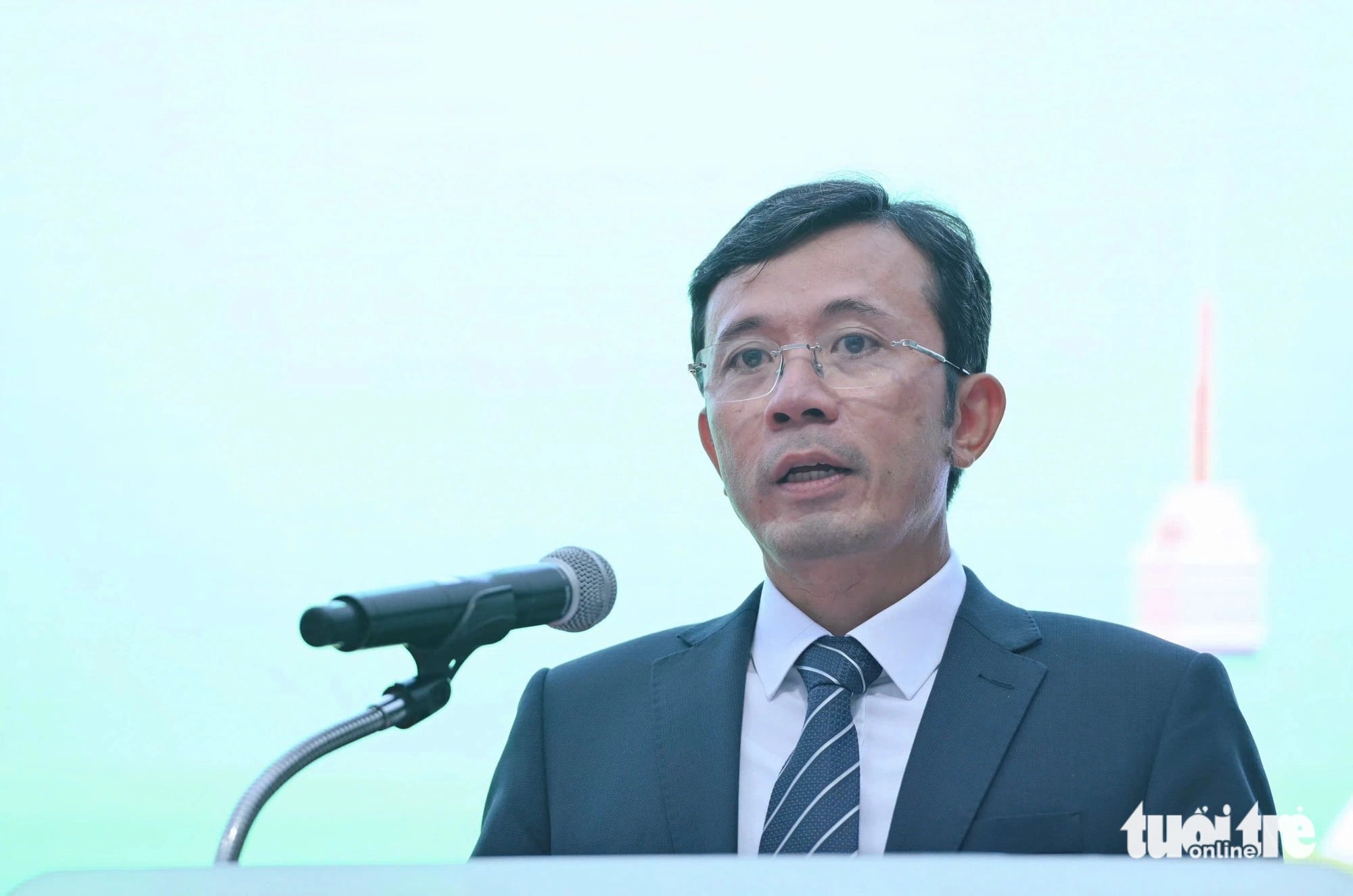 Tuoi Tre newspaper's Deputy Editor-in-Chief Tran Xuan Toan gives his remarks at the closing ceremony of the Vietnam Phở Festival 2024 in Seoul, South Korea on October 6, 2024. Photo: Duyen Phan / Tuoi Tre