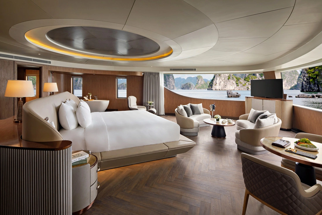 A room costing VND164 million ($6,614) per night on the six-star cruise ship Grand Pioneers in Ha Long Bay in Quang Ninh Province. Photo: Grand Pioneers