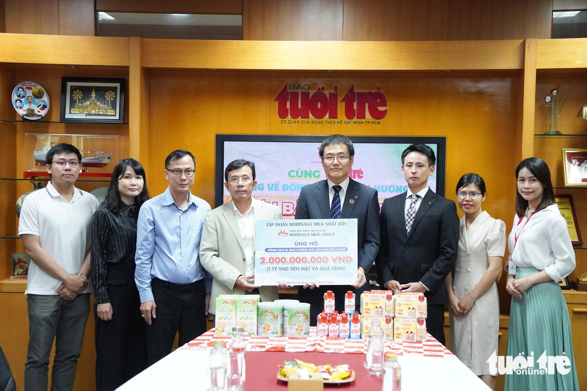 Japan’s Morinaga Milk donates over $80,000 via Tuoi Tre to typhoon-hit people