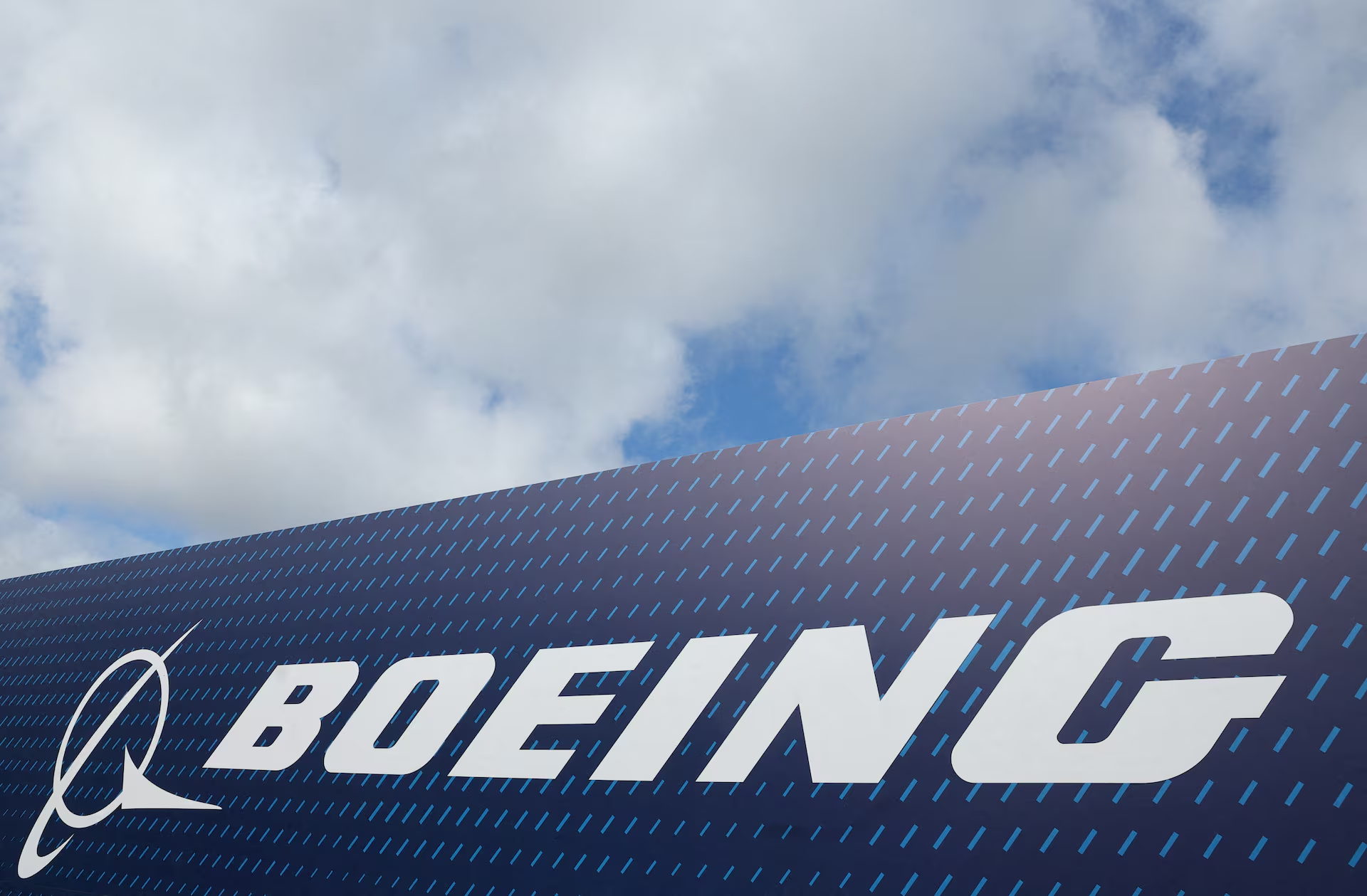 Boeing branding is seen at the Farnborough International Airshow, in Farnborough, Britain, July 22, 2024. Photo: Reuters