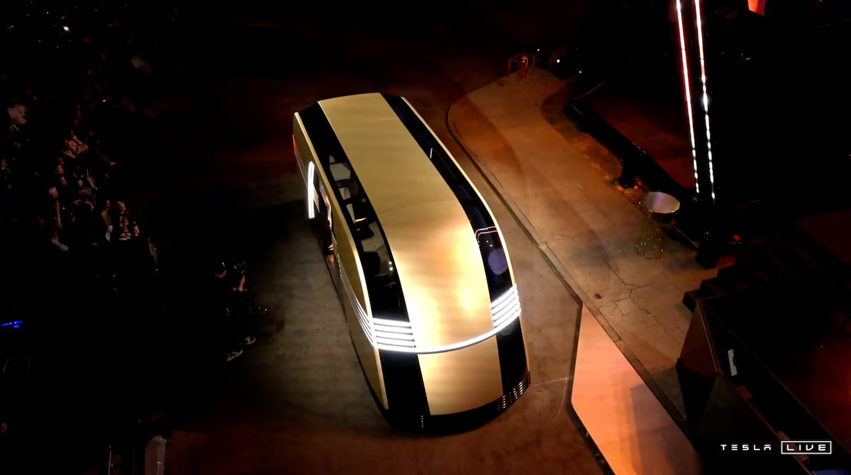 [3/11]Tesla's robovan is unveiled at an event in Los Angeles, California, U.S. October 10, 2024, in this still image taken from a video. Photo: Reuters