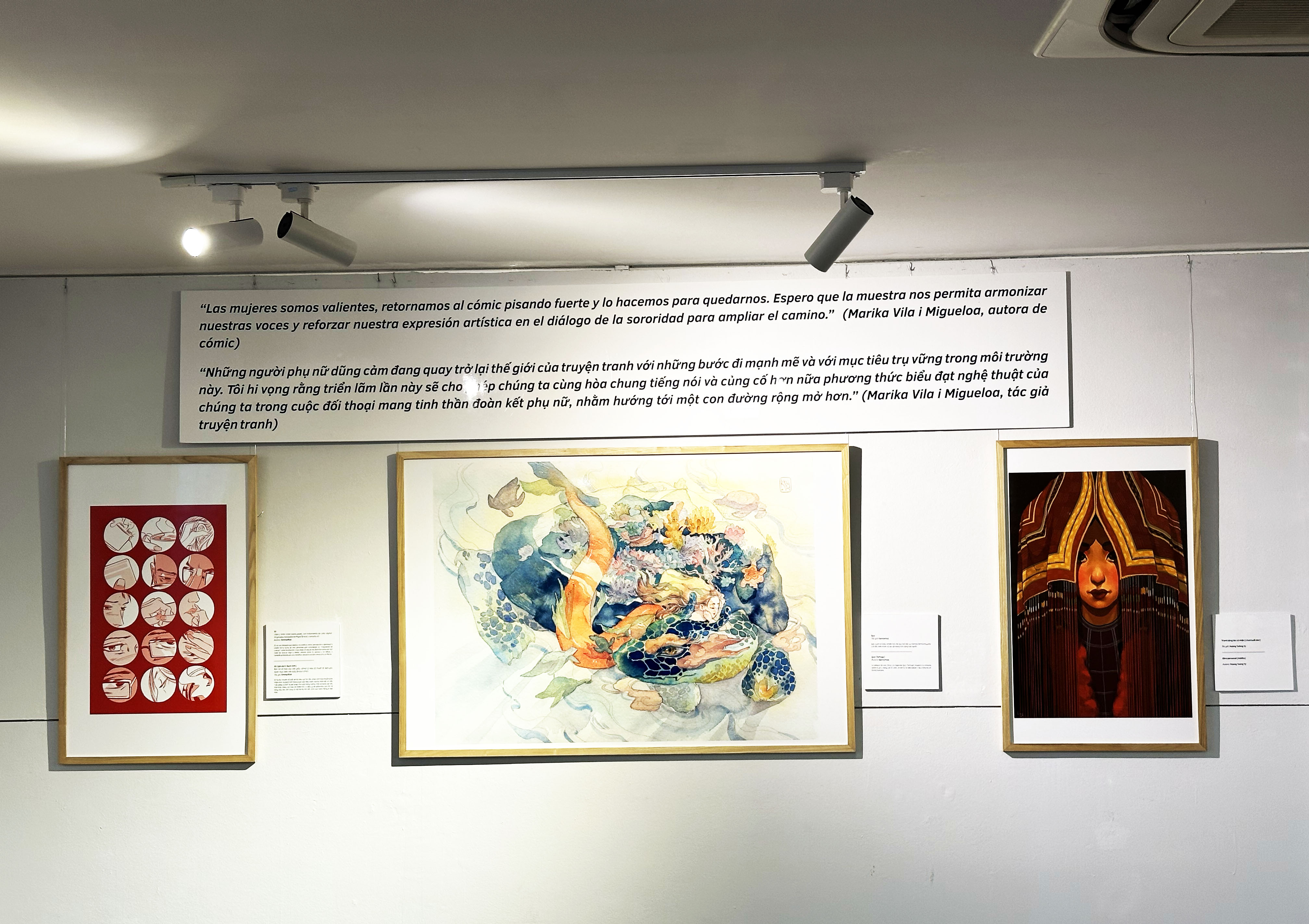 ‘The World Needs Superheroines’ exhibition in Da Nang, central Vietnam showcases 64 works by 62 female comic artists and author groups from Vietnam and Spain. Photo: Nguyen Thu / Tuoi Tre News