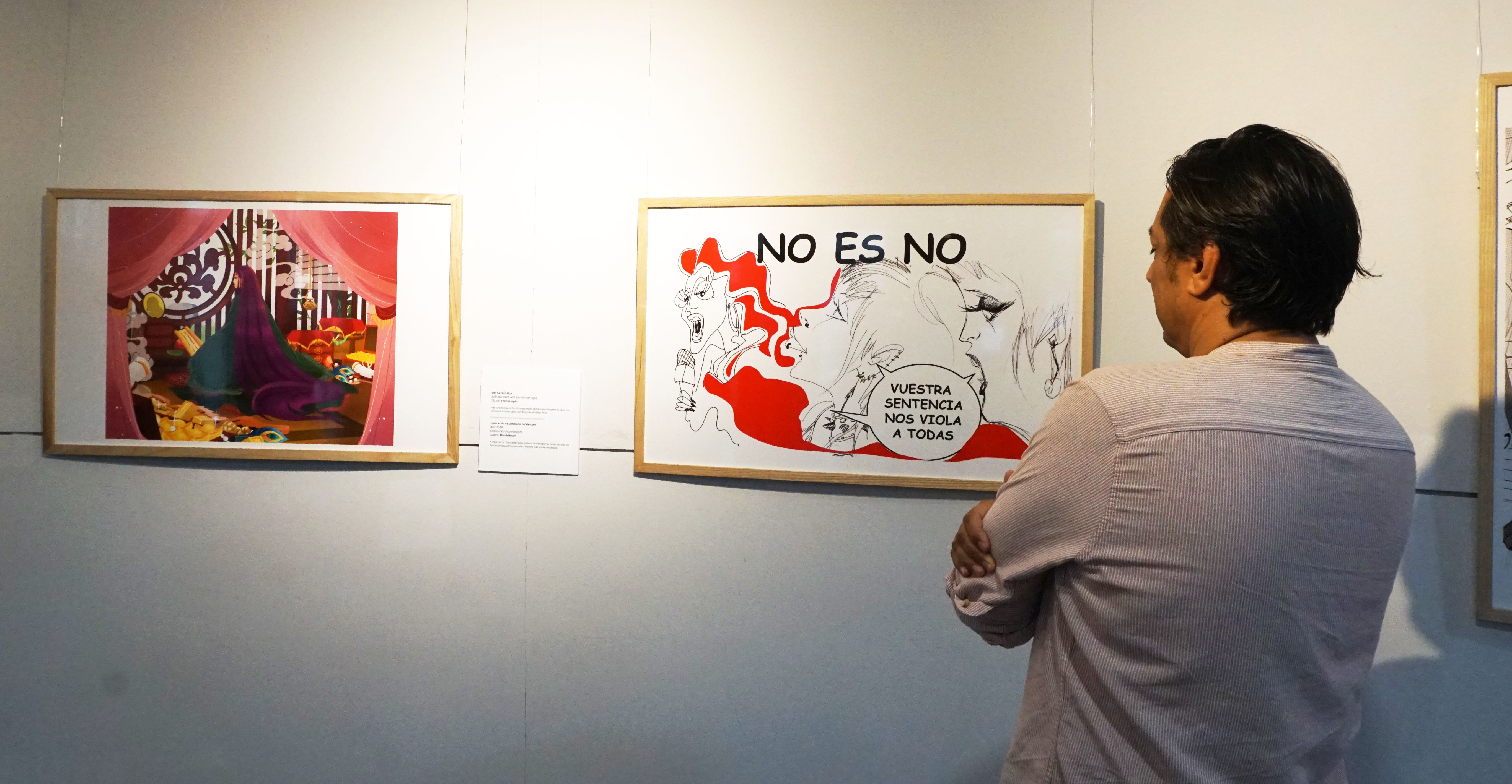 Artworks focus on feminism, love, friendship, and social issues at the exhibition in Da Nang, Vietnam. Photo: Nguyen Thu / Tuoi Tre News