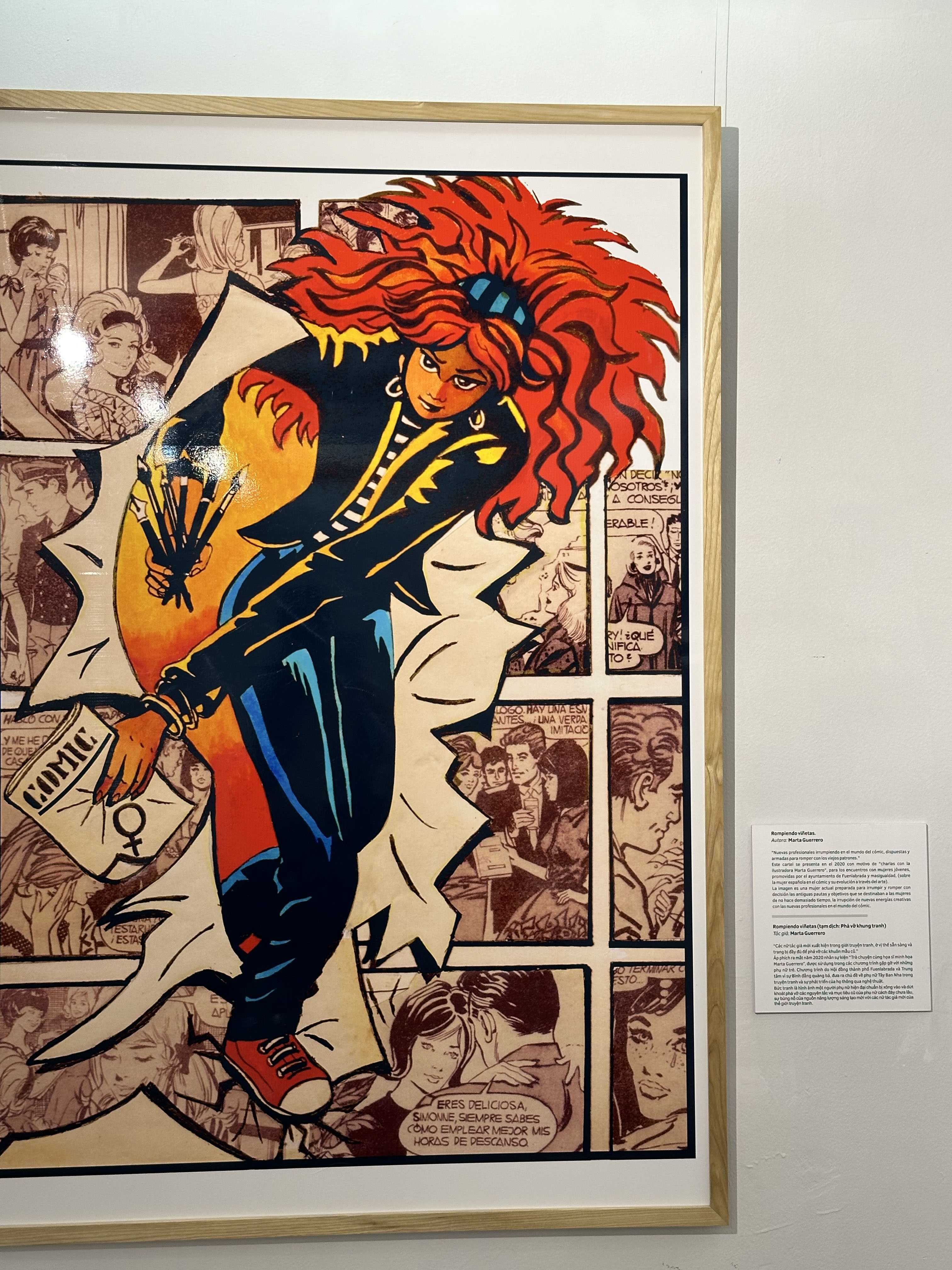 'Breaking the Frame' by Marta Guerrero, which explores the role of Spanish women in the comic industry and their progress through art, breaking old rules and goals. Photo: Nguyen Thu / Tuoi Tre News