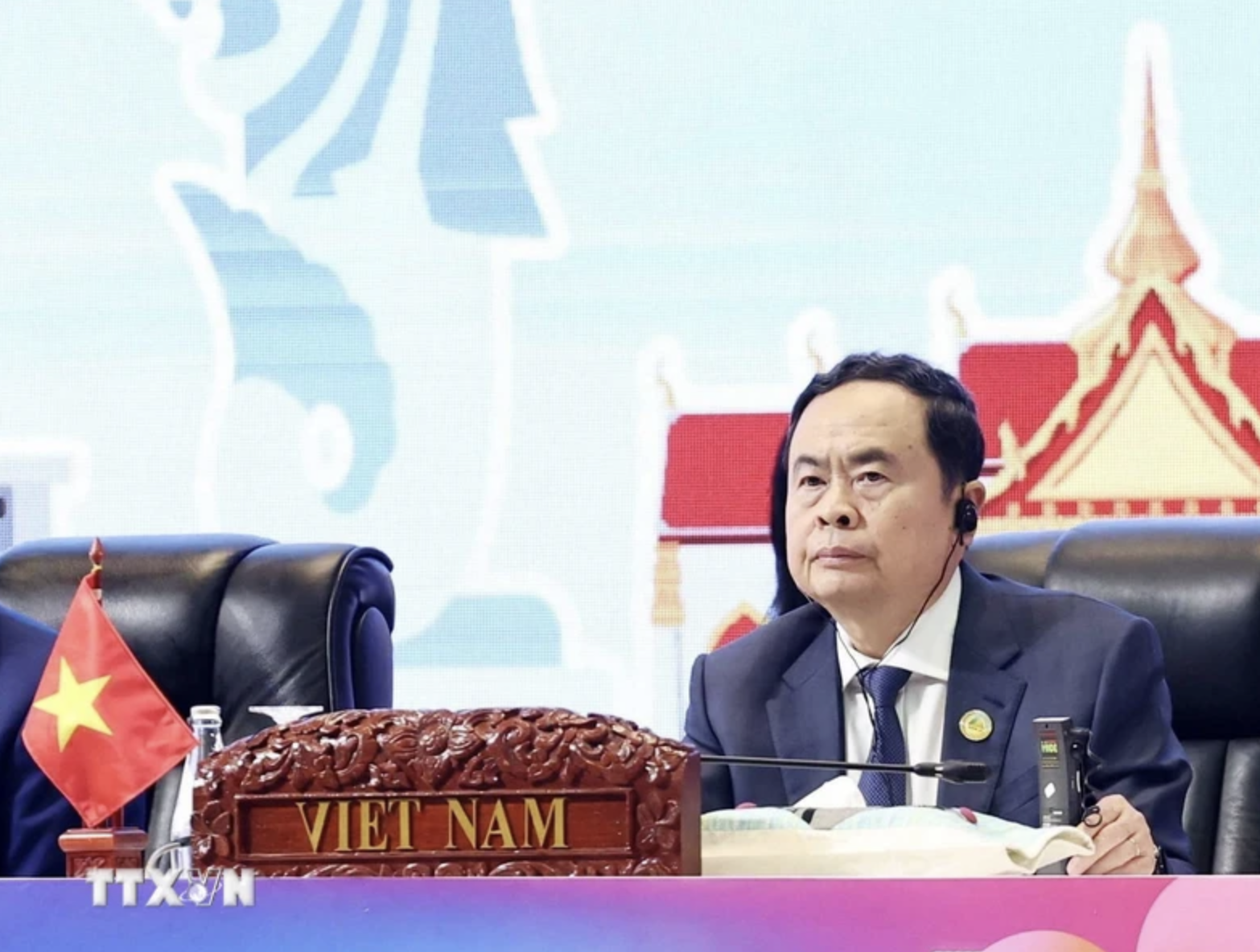 Vietnamese National Assembly Chairman Tran Thanh Man attends the first plenary session of the 45th General Assembly of the ASEAN Inter-Parliamentary Assembly (AIPA-45) in Vientiane, Laos on October 19, 2024. Photo: Vietnam News Agency