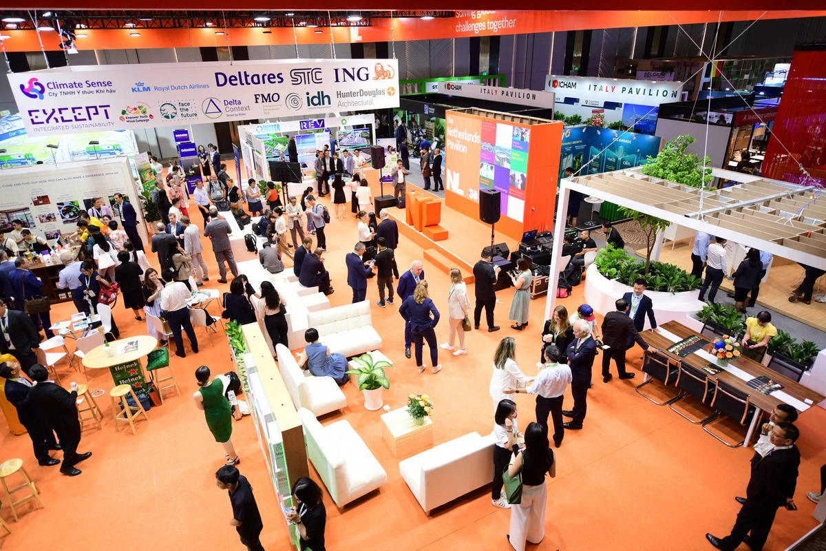 Some pavilions at the Green Economy Forum and Exhibition (GEFE) 2024 in Ho Chi Minh City, southern Vietnam on October 21, 2024 are seen from above. Photo: N. Binh / Tuoi Tre