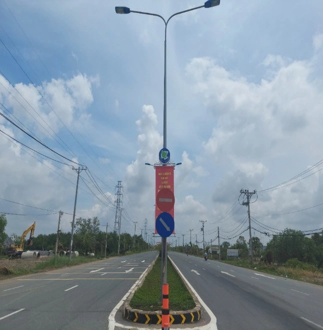 Lighting system equipped with motion sensors on suburban road in Ho Chi Minh City