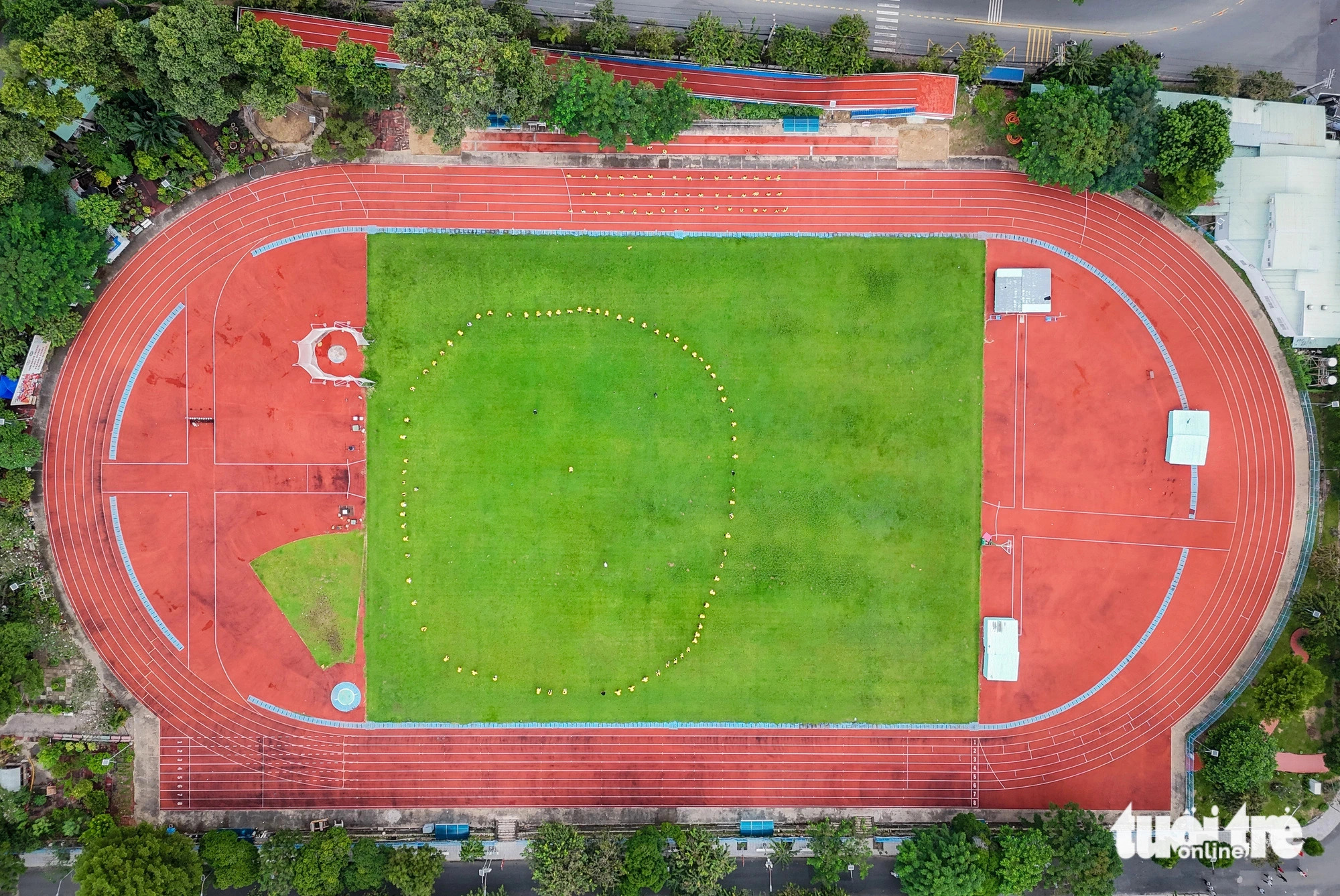 A bird’s eye view of the University of Sport Ho Chi Minh City stadium. Photo: Chau Tuan / Tuoi Tre