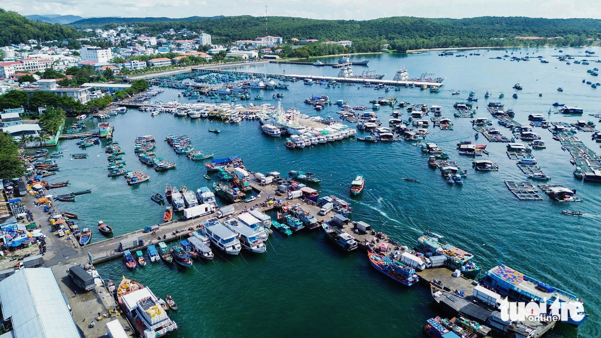 An aerial view of An Thoi fishing port in An Thoi Ward, Phu Quoc City, Kien Giang Province, southern Vietnam, October 23, 2024. Photo: Chi Cong / Tuoi Tre