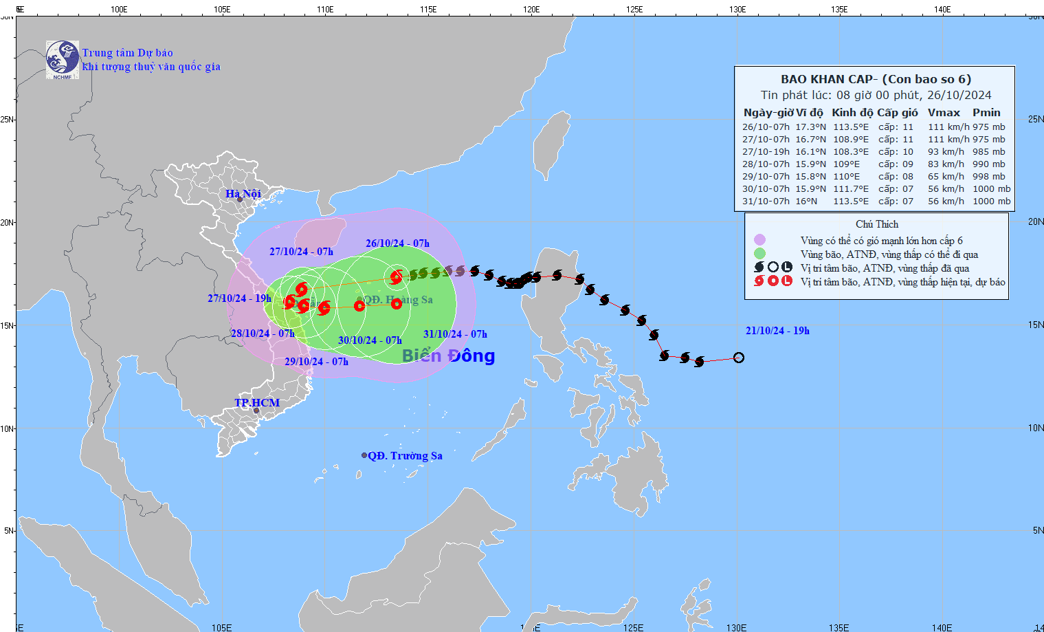 Powerful storm Trami approaching central Vietnam