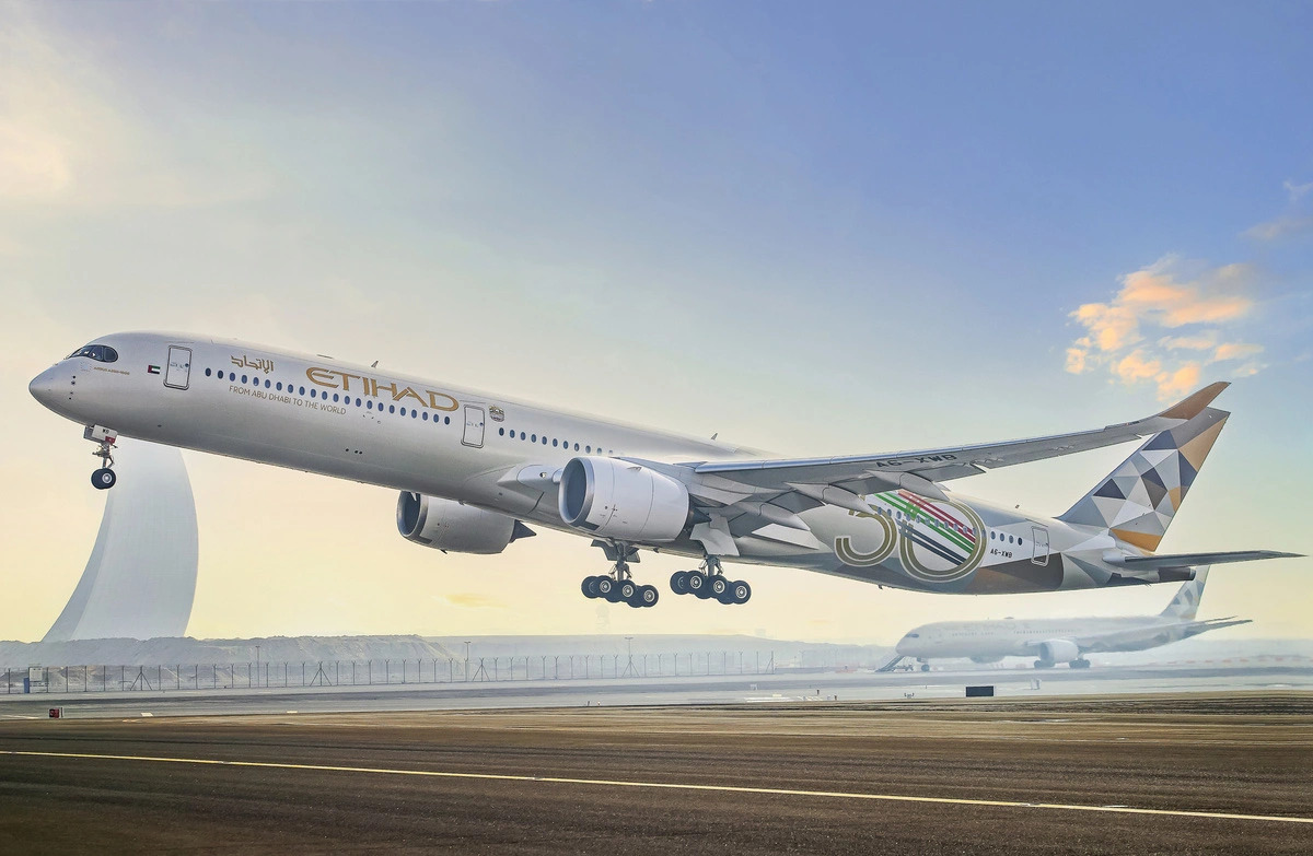 A taking-off aircraft of UAE-based Etihad Airways. Photo: Supplied