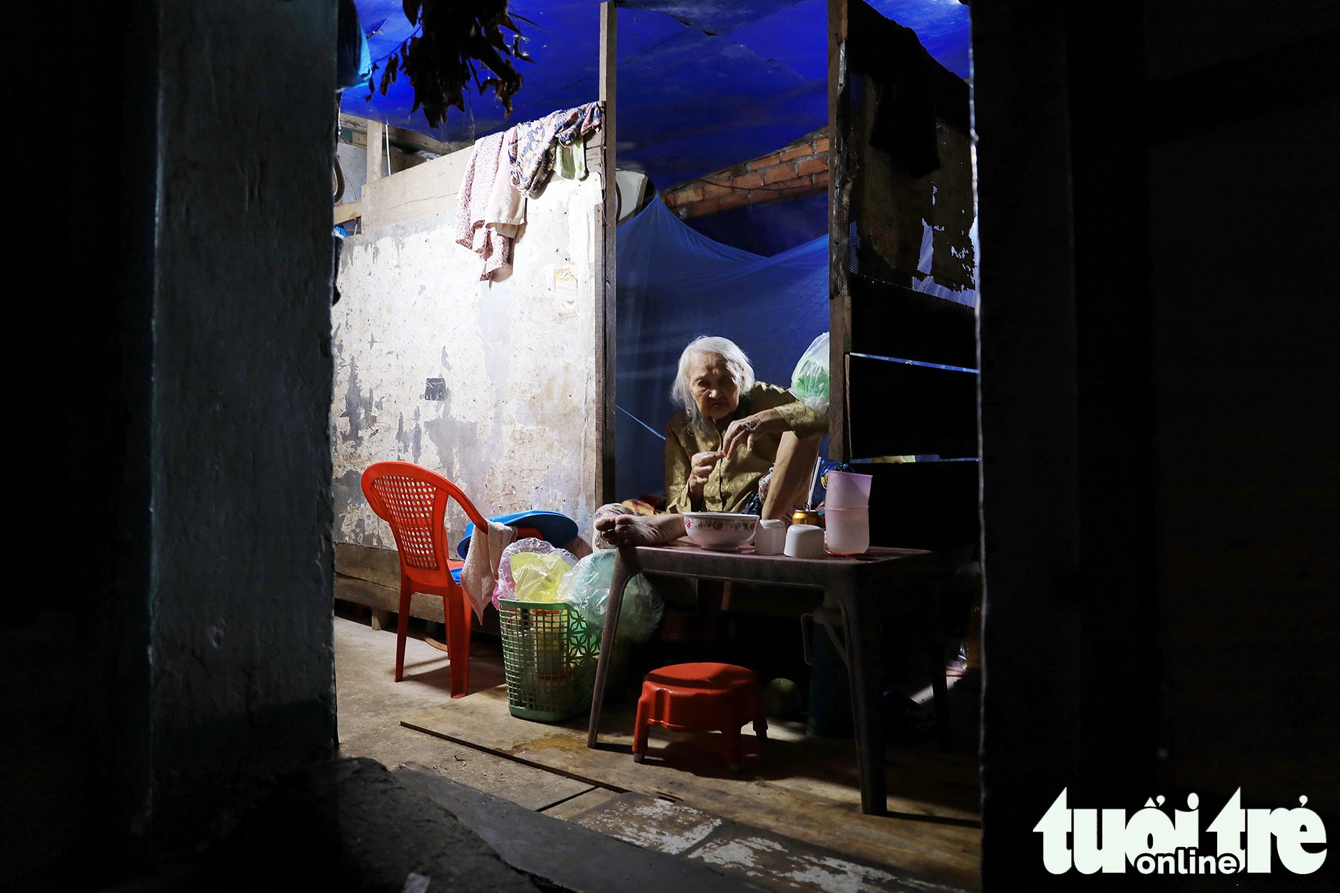 A 20-square-meter makeshift house belonging to Duc’s family along the Doi Canal in Ho Chi Minh City.