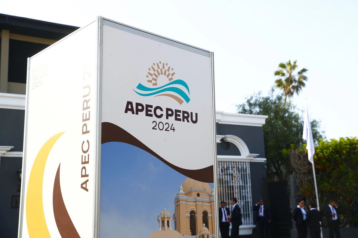 A panel featuring APEC Peru 2024, which includes annual meetings of the leaders of member countries of the Asia-Pacific Economic Cooperation (APEC) forum, scheduled from November 10-16, 2024 in Peru’s capital Lima. Photo: APEC Peru