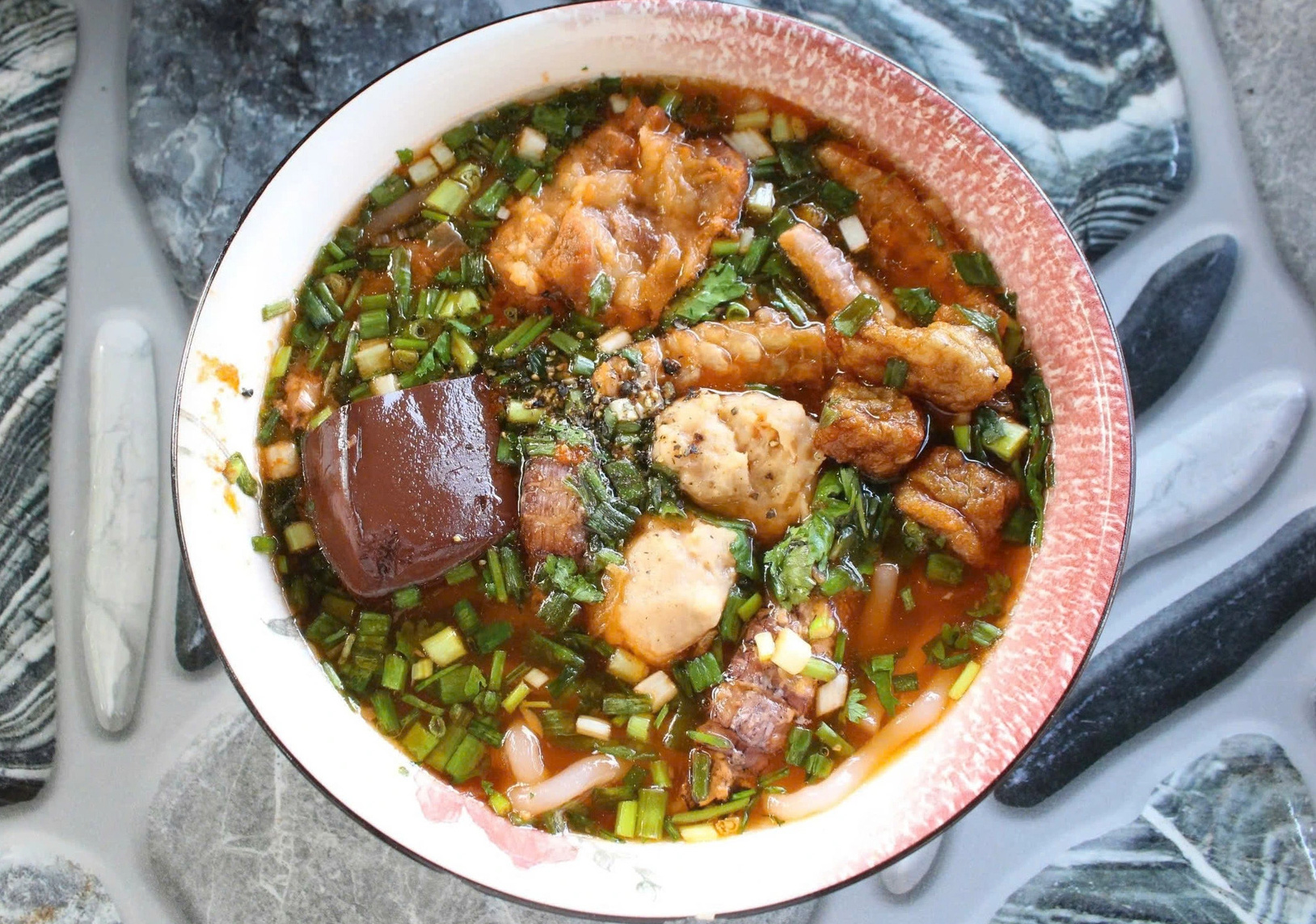 A serving of mantis shrimp noodle soup at Cay Bang restaurant in Can Thanh Town, Can Gio District, Ho Chi Minh City. Photo: Huy Doan / Tuoi Tre