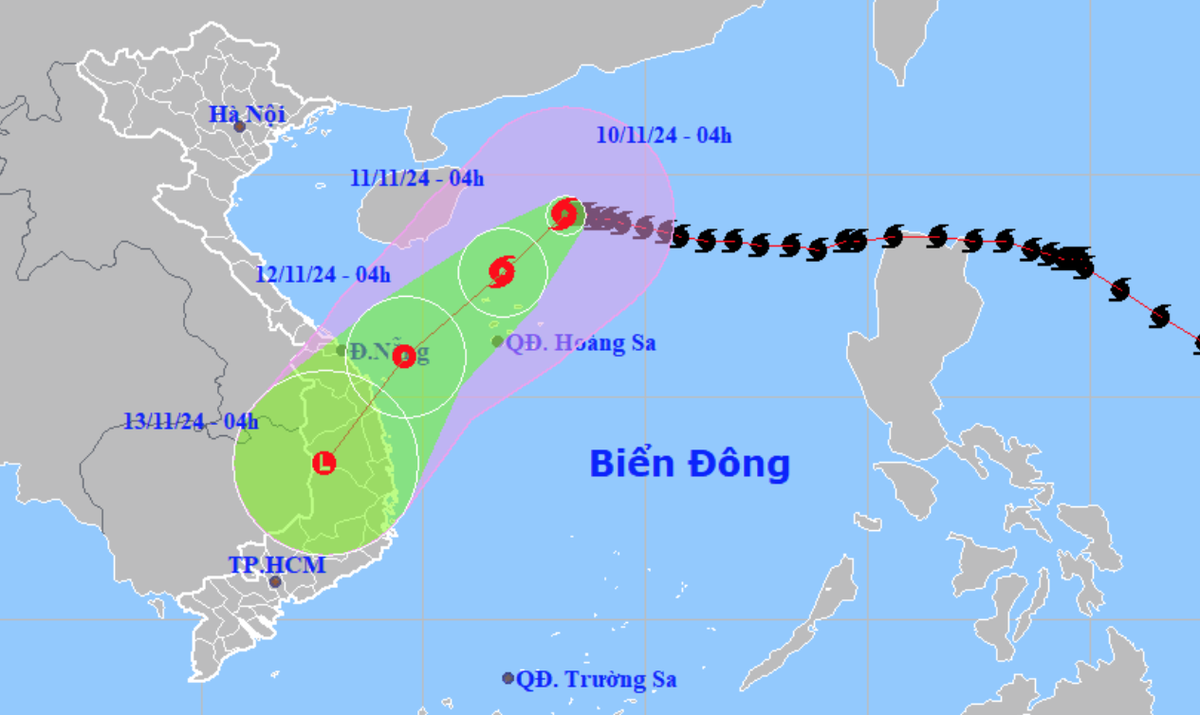 Typhoon Yinxing likely to change direction to move toward Vietnam’s central coast