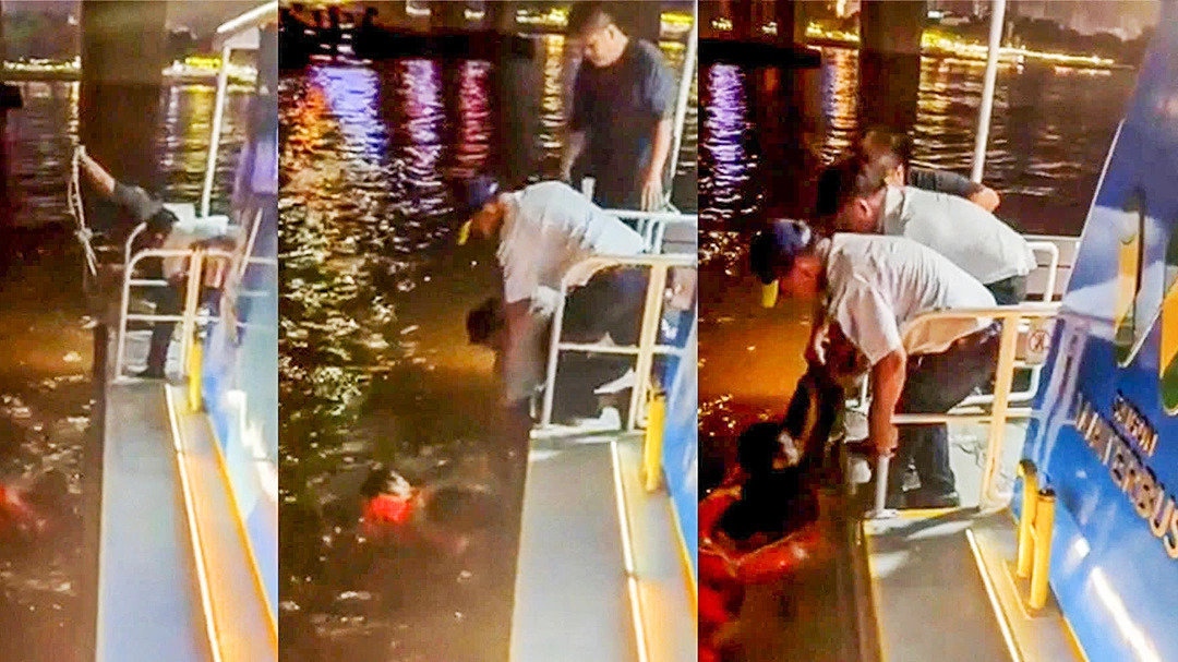 Waterbus crew members rescue man who jumped off Saigon Bridge