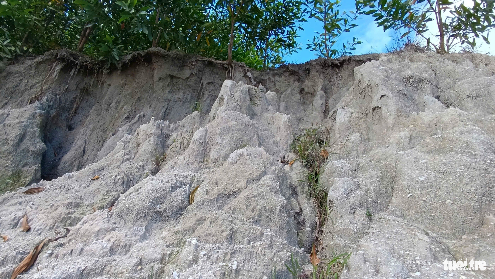 Large holes that resemble bomb craters in An Chau Village in Hoa Phu Commune, Hoa Vang District, Da Nang City, central Vietnam, following exploitation by a clay mining company. Photo: Doan Cuong / Tuoi Tre