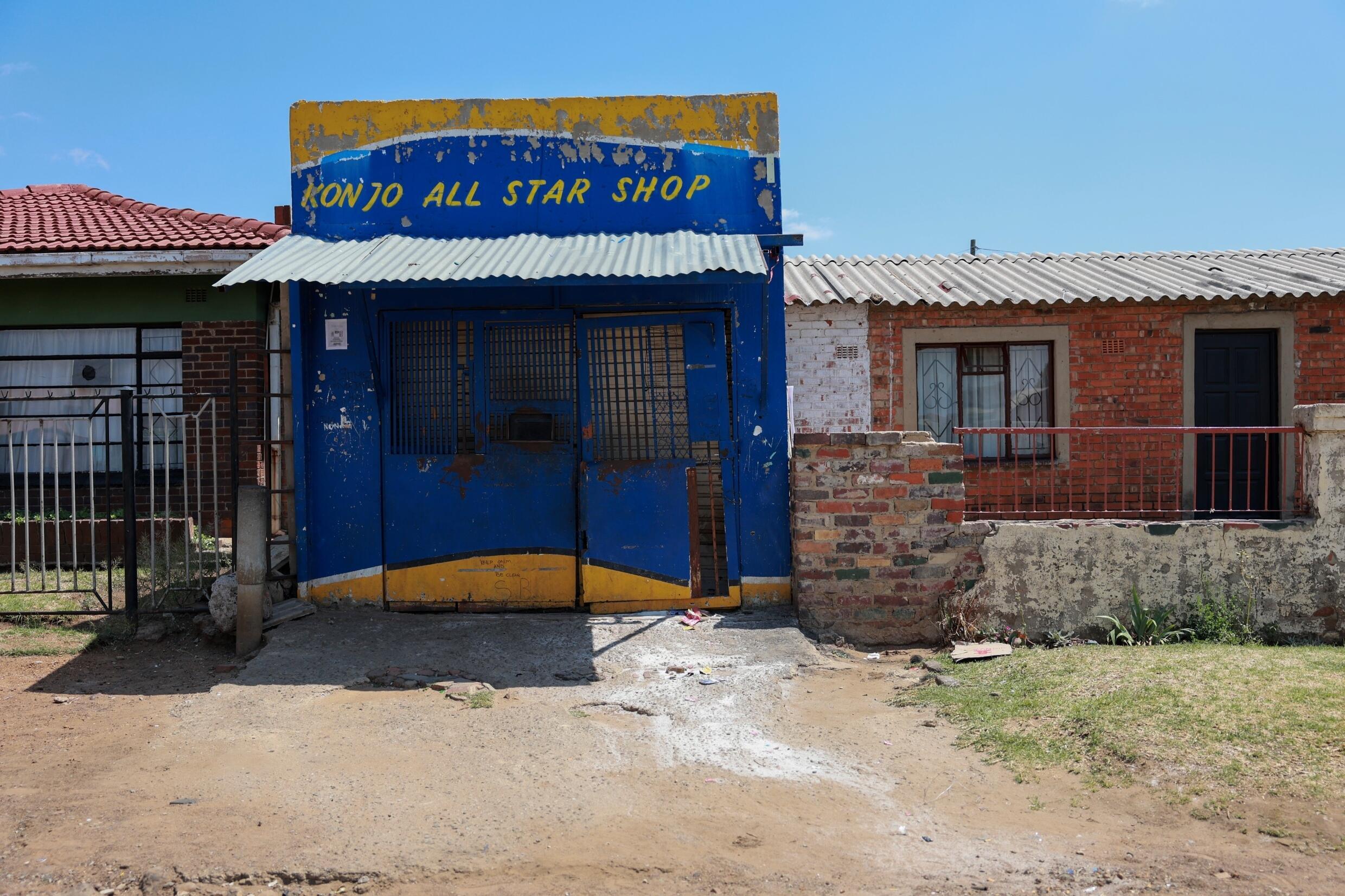 A general view of a shut 'Kondo All Star Shop' following looting and shut down of foreign owned shops by local residents in the township of Sharpville, south of Johannesburg on October 18, 2024. Photo: AFP