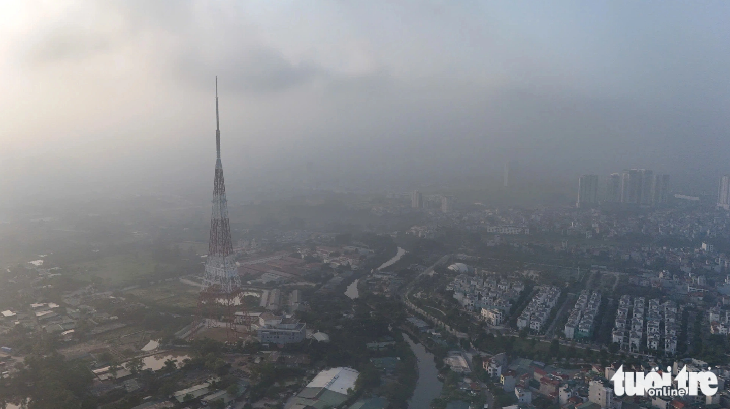 Hoai Duc and Ha Dong Districts, Hanoi in dense fog.