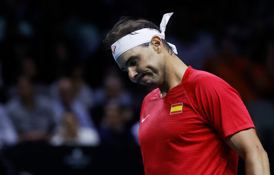 Tennis - Davis Cup Finals - Quarter Final - Netherlands v Spain - Palacio de Deportes Jose Maria Martin Carpena Arena, Malaga, Spain - November 19, 2024 Spain's Rafael Nadal reacts during his match against Netherlands' Botic van de Zandschulp. Photo: Reuters