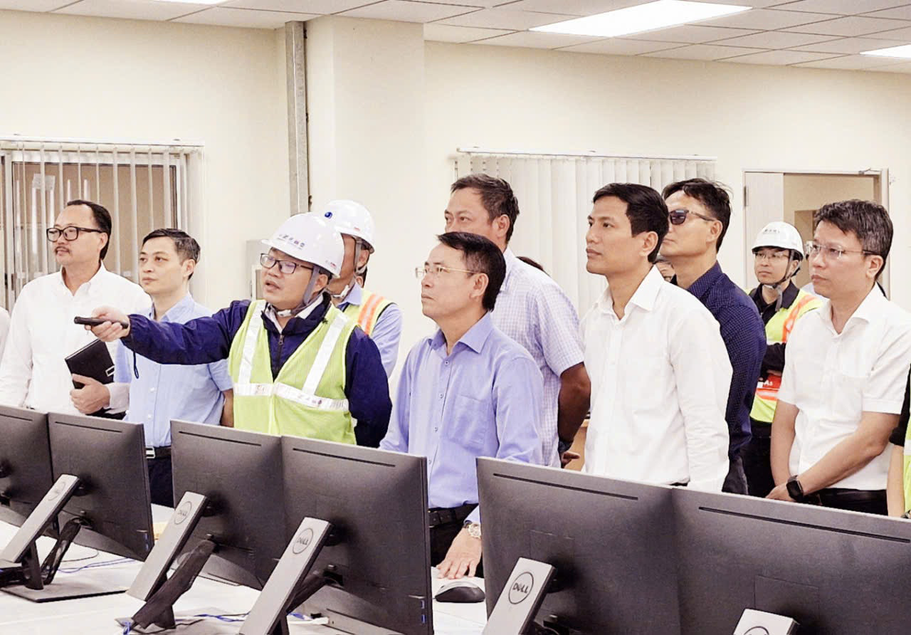 Officials inspect the Yen Xa wastewater treatment plant in Hanoi, November 22, 2024. Photo: Supplied