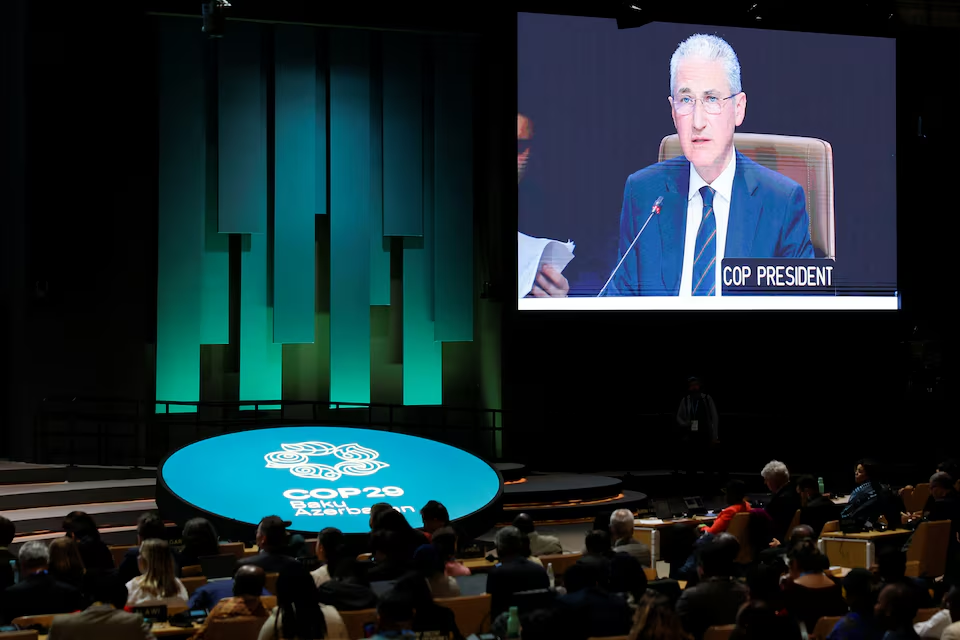 COP29 President Mukhtar Babayev speaks during a closing plenary meeting at the COP29 United Nations Climate Change Conference, in Baku, Azerbaijan November 24, 2024. Photo: Reuters