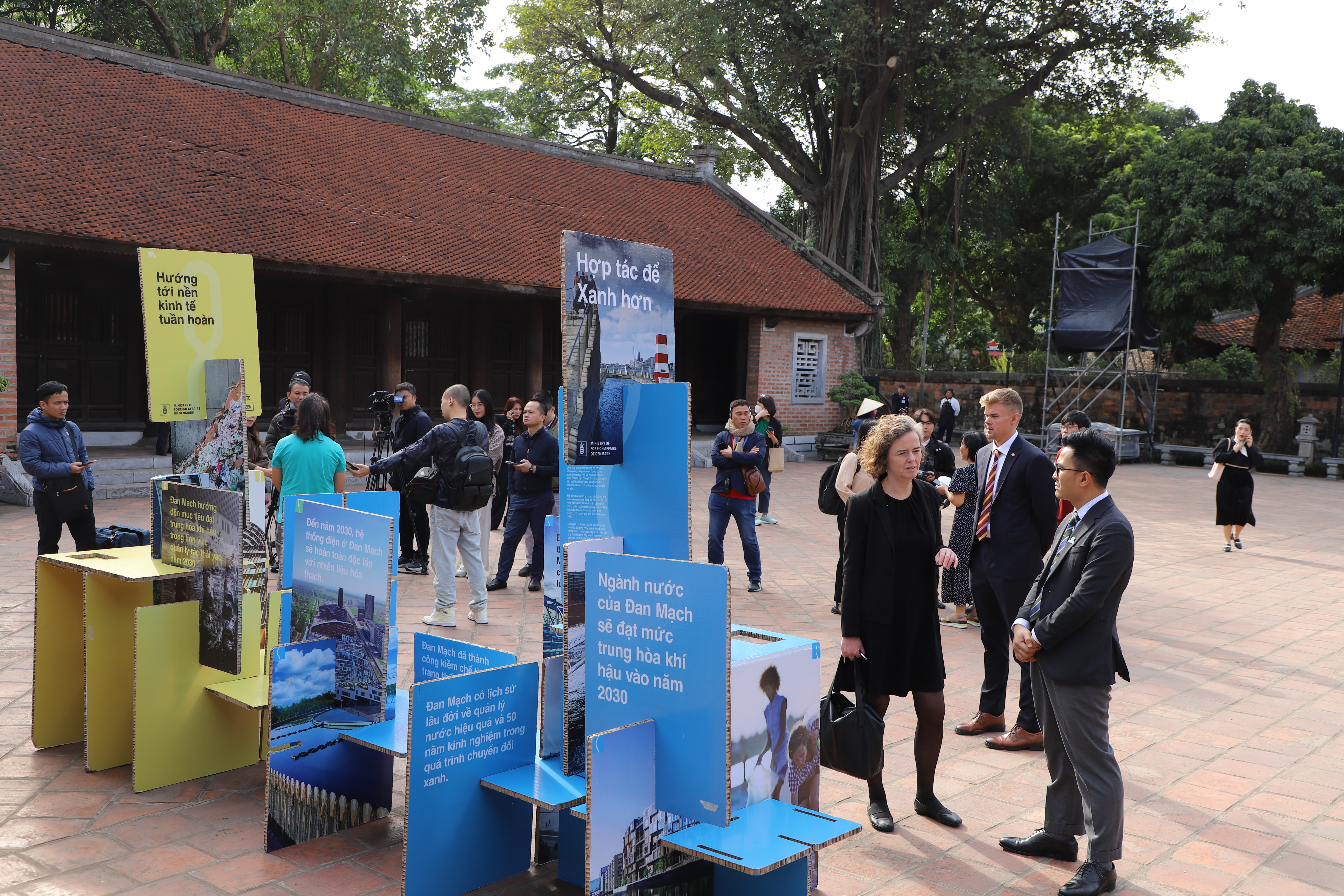 A corner of the ‘Green Together’ exhibition at the Temple of Literature in Hanoi. Photo: Embassy of Denmark in Vietnam