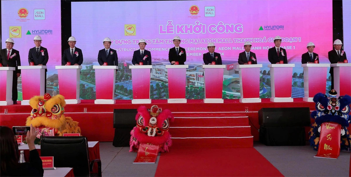 The groundbreaking ceremony of the eighth Aeon Mall in Vietnam was held in Thanh Hoa City of the namesake province in north-central Vietnam, December 9, 2024. Photo: Collaborator