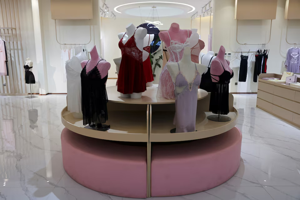 [3/10]Lingerie products are displayed at the Gummy Park showroom at WeMet Industrial Park, in Guanyun county of Lianyungang, Jiangsu province, China November 25, 2024. Photo: Reuters