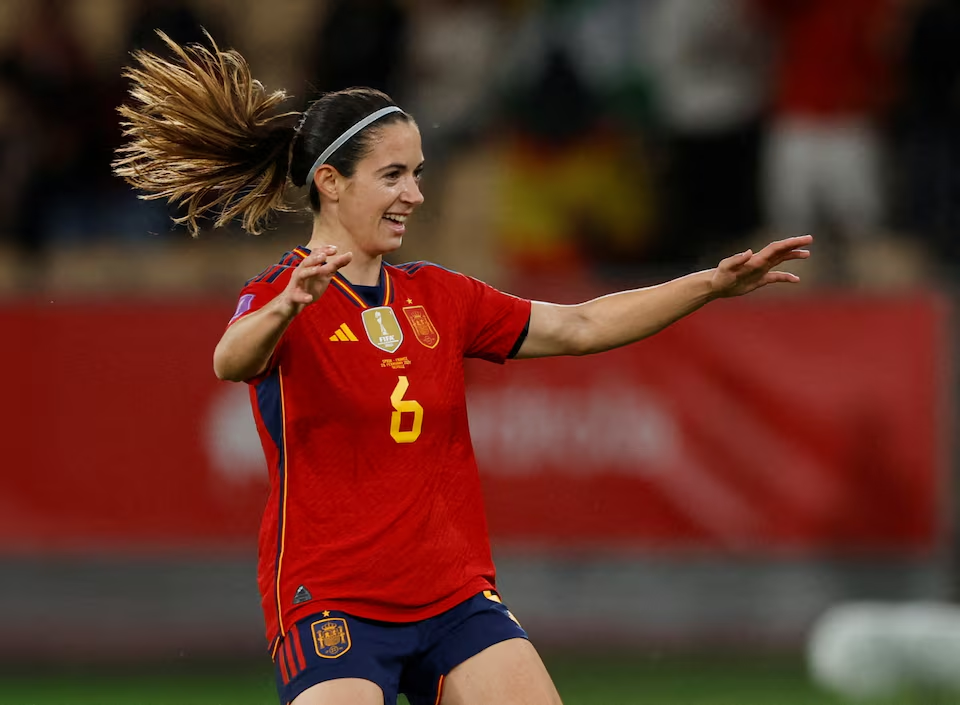 Soccer Football - UEFA Women's Nations League - Final - Spain v France - Estadio La Cartuja, Seville, Spain - February 28, 2024 Spain's Aitana Bonmati celebrates scoring their first goal. Photo: Reuters