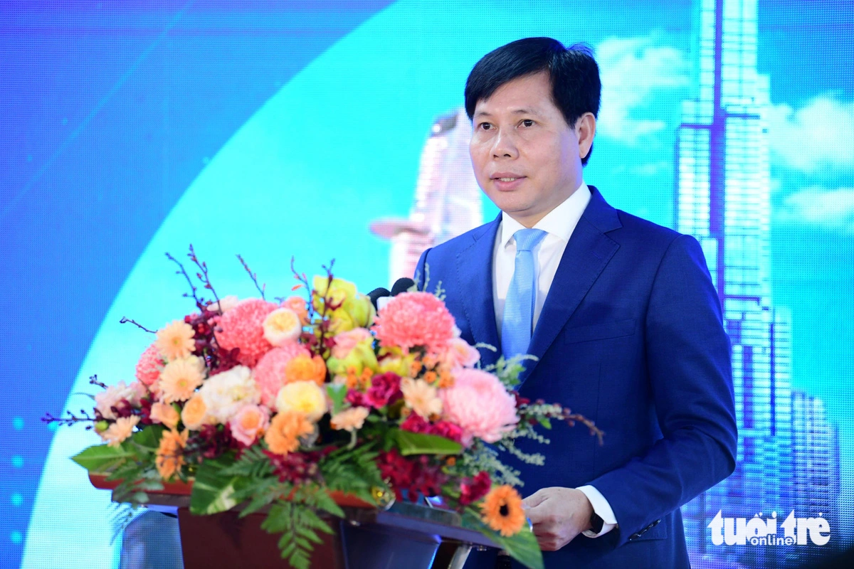 Phan Cong Bang, head of the Management Authority for Urban Railways (MAUR), speaks at a ceremony for the official operation of Ho Chi Minh City’s metro line No. 1 at Ben Thanh Station on December 22, 2024. Photo: Quang Dinh / Tuoi Tre