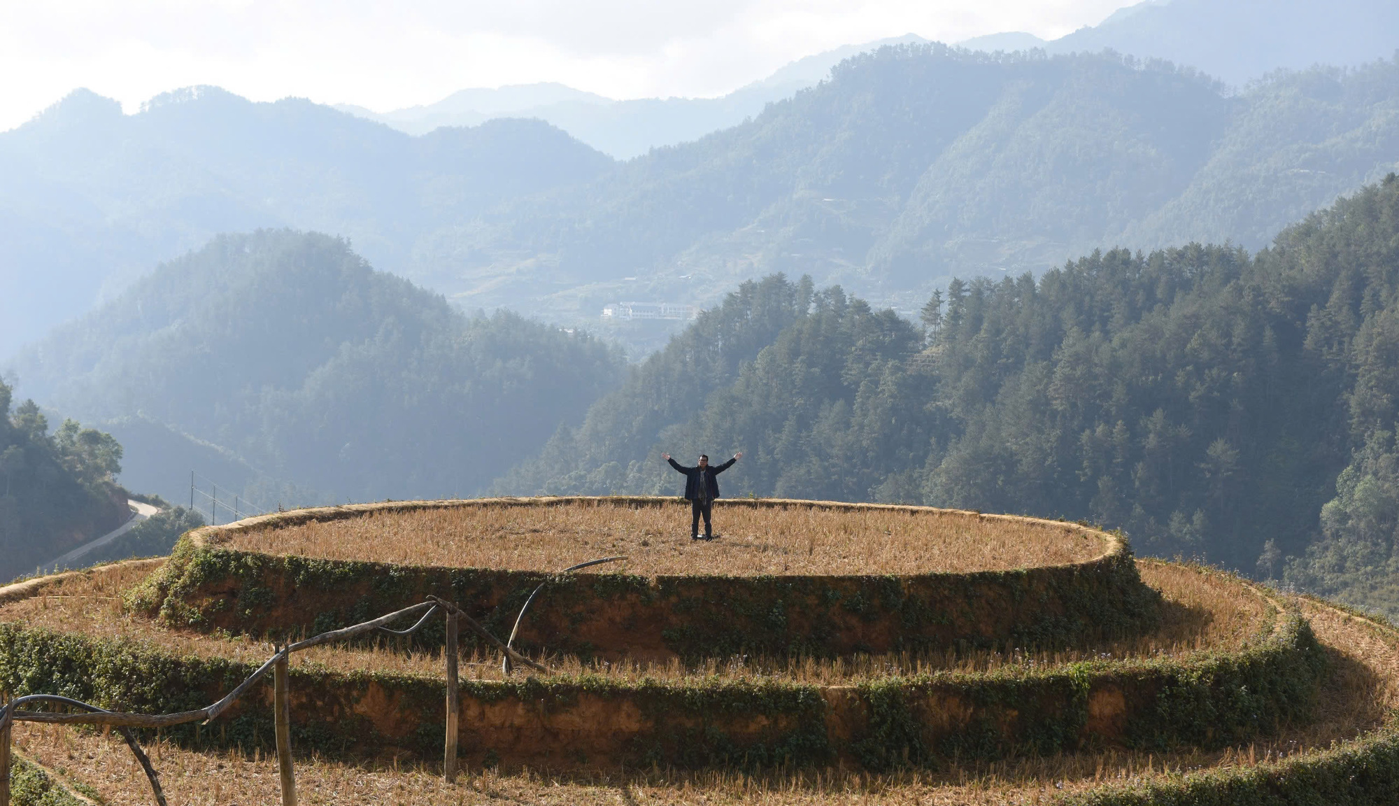 Terraced fields during dry season in Mu Cang Chai Town, Mu Cang Chai District, Yen Bai Province, northern Vietnam.