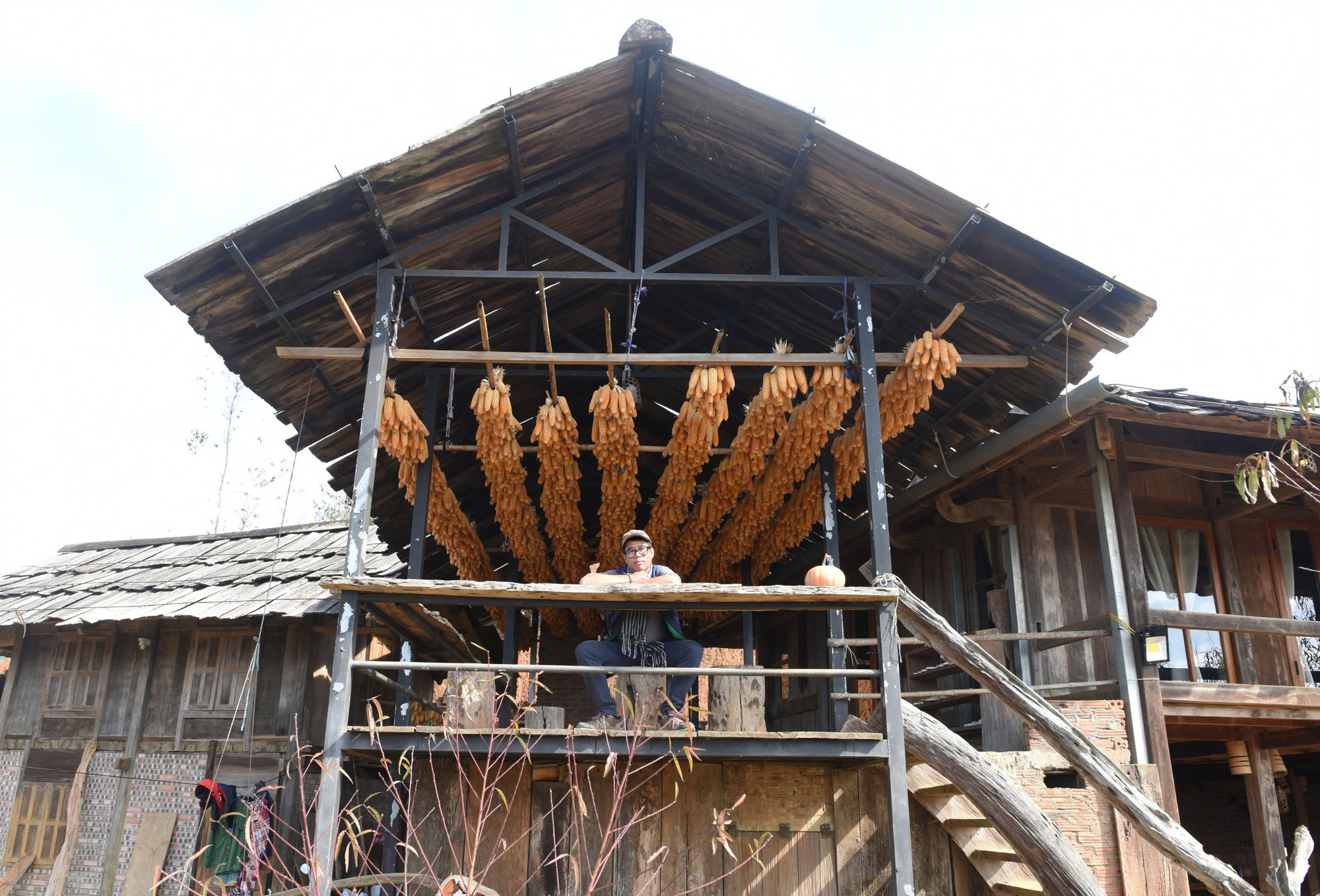 Dried corn in Mu Cang Chai Town, Mu Cang Chai District, Yen Bai Province, northern Vietnam.