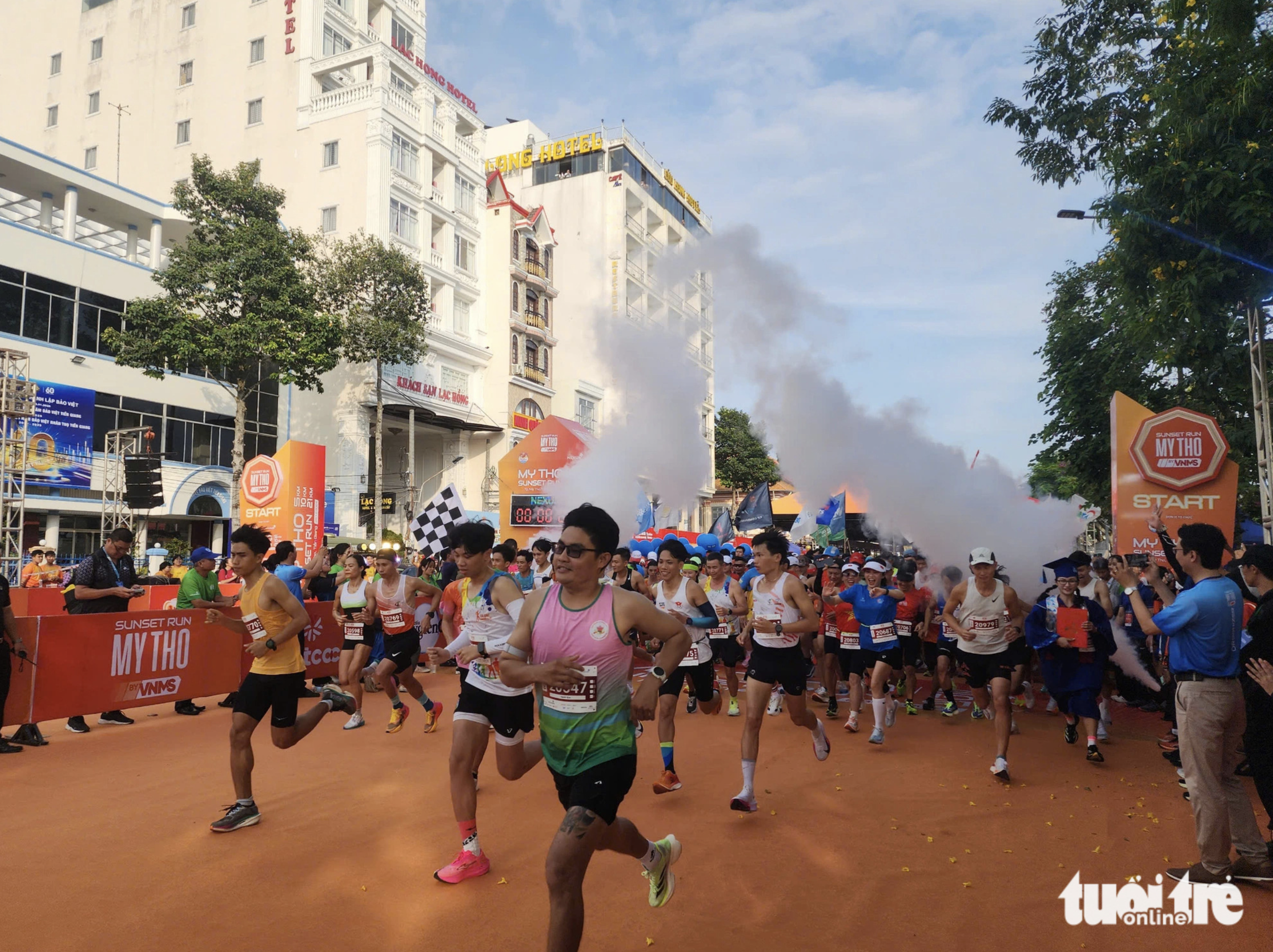 Over 3,000 runners join a half-marathon in My Tho City, Tien Giang Province, southern Vietnam on December 28, 2024. Photo: Hoai Thuong / Tuoi Tre