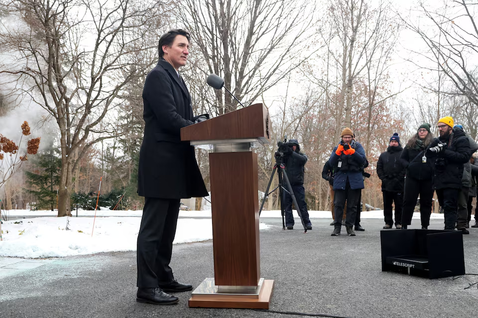 Canada's Prime Minister Justin Trudeau speaks to reporters, announcing he intends to step down as Liberal Party leader, but he will stay on in his post until a replacement has been chosen, from his Rideau Cottage residence in Ottawa, Ontario, Canada, January 6, 2025. Photo: Reuters