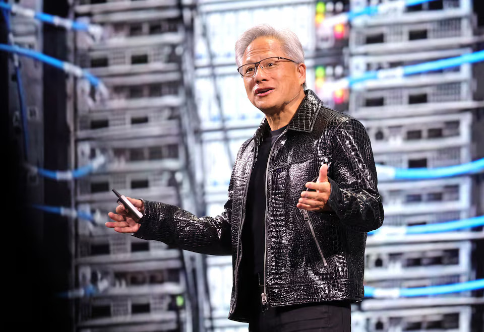 [3/4]Nvidia CEO Jensen Huang gives a keynote address at CES 2025, an annual consumer electronics trade show, in Las Vegas, Nevada, U.S. January 6, 2025. Photo: Reuters