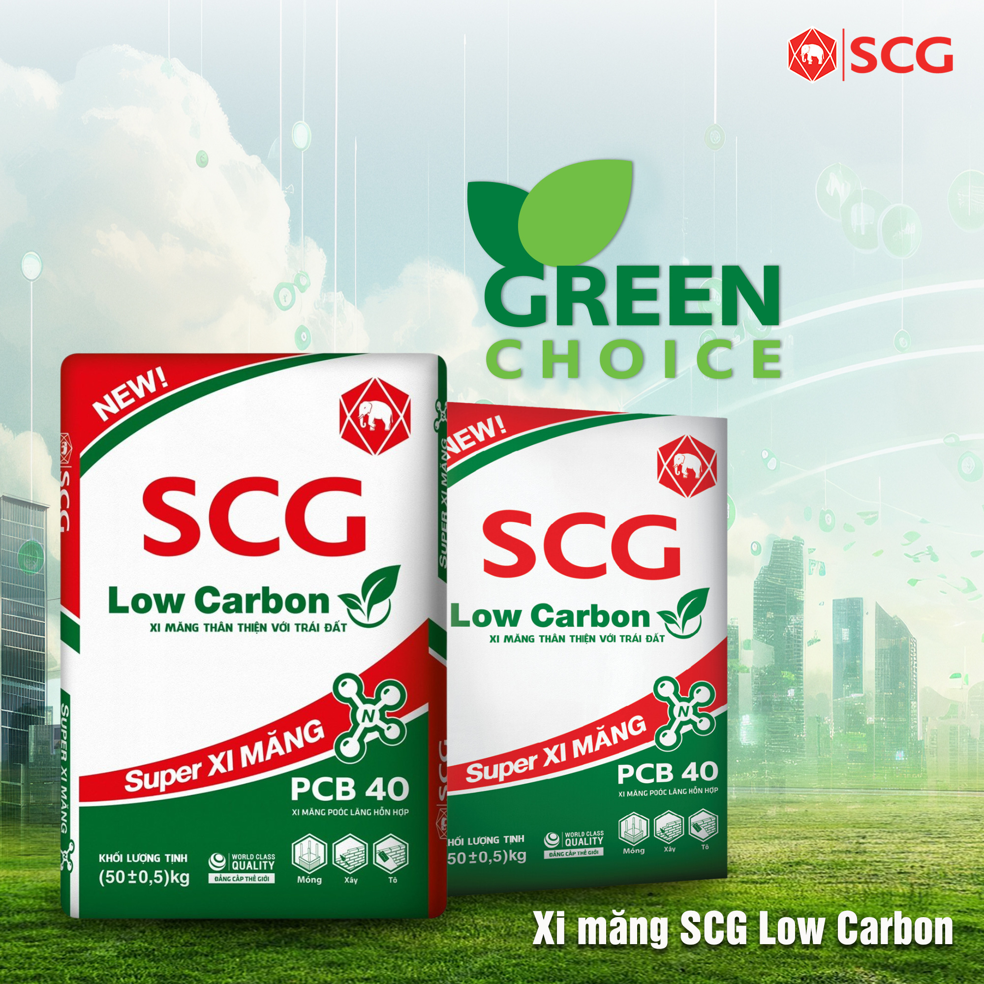 The SCG Low Carbon Cement product line. Photo: SCG