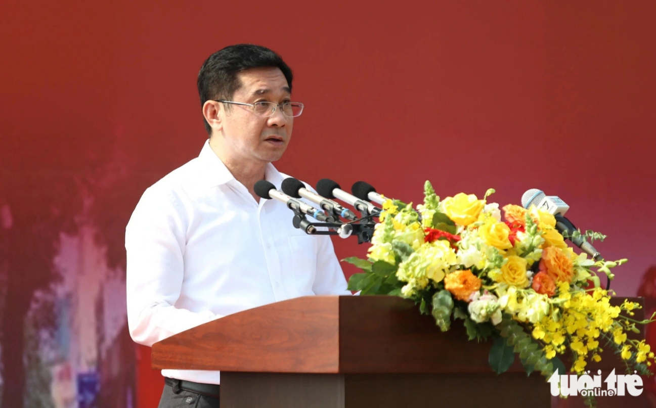 Duong Ngoc Hai, vice-chairman of the Ho Chi Minh City People’s Committee, speaks at a fire drill event on January 11, 2025. Photo: Minh Hoa / Tuoi Tre